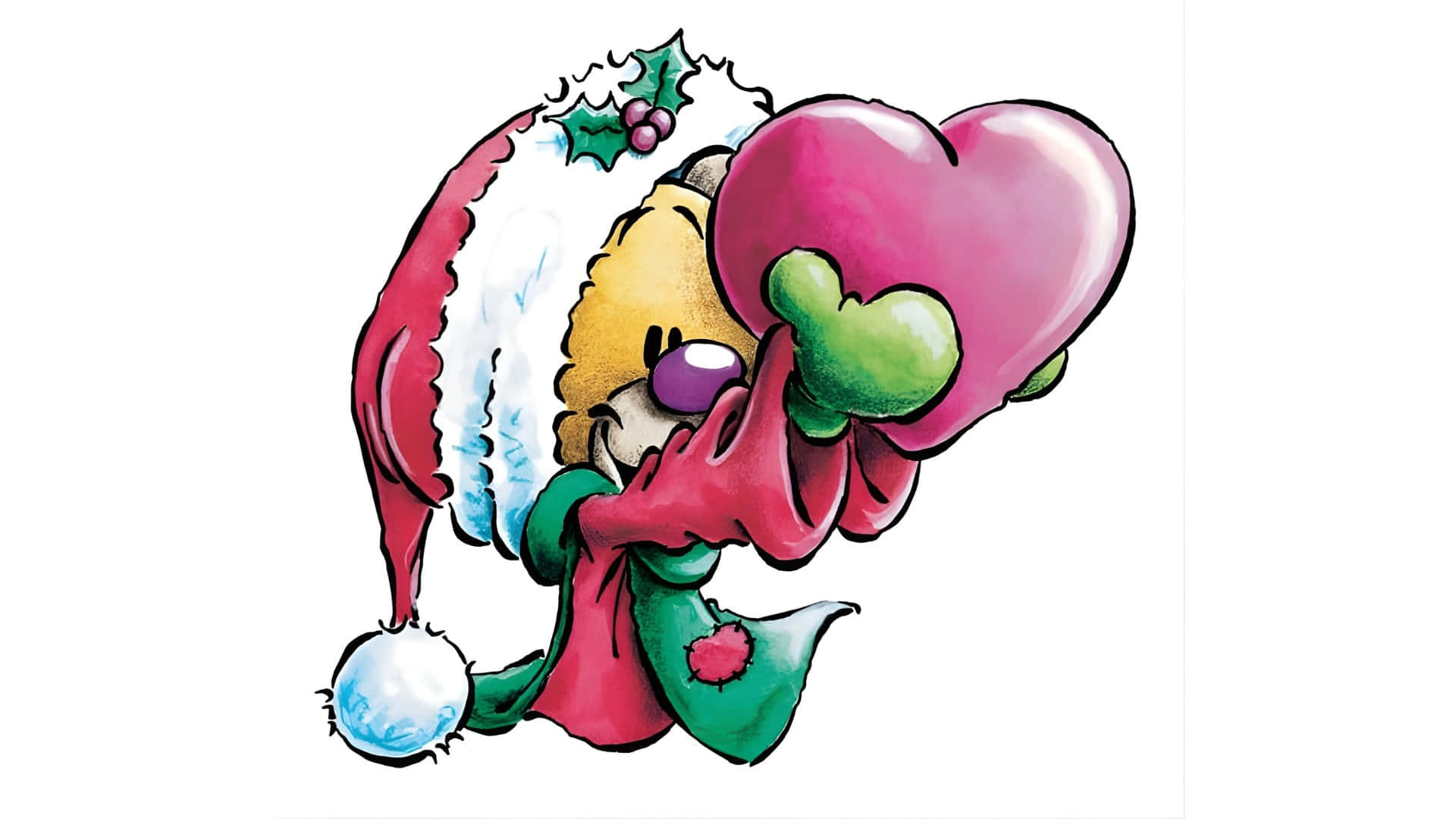 Diddl, Christmas Love, red and white Santa hat, Full HD Desktop Wallpaper