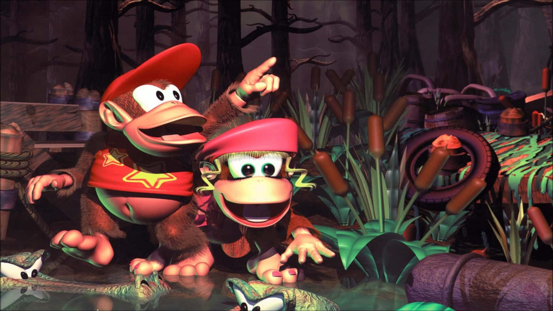 Diddy Kong, red hats, bandanas, Full HD Desktop Wallpaper