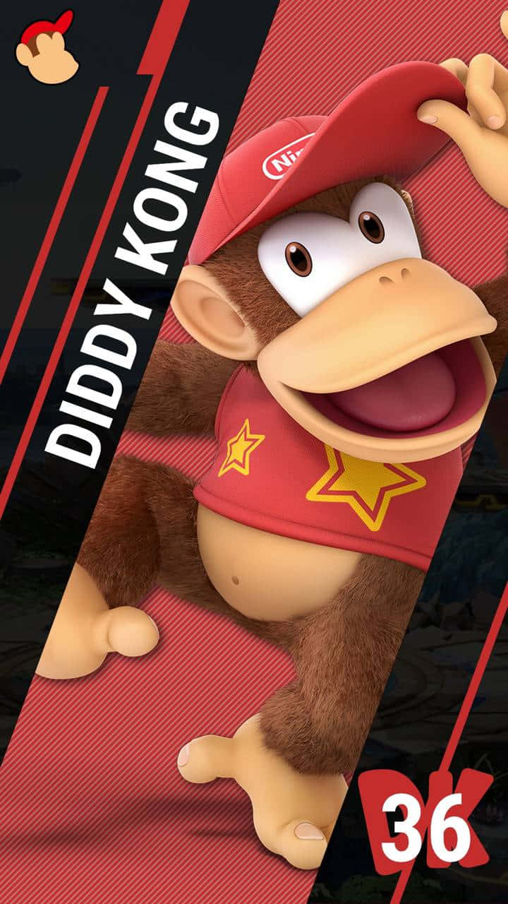 Diddy Kong, red cap, red and black background, HD Phone Wallpaper