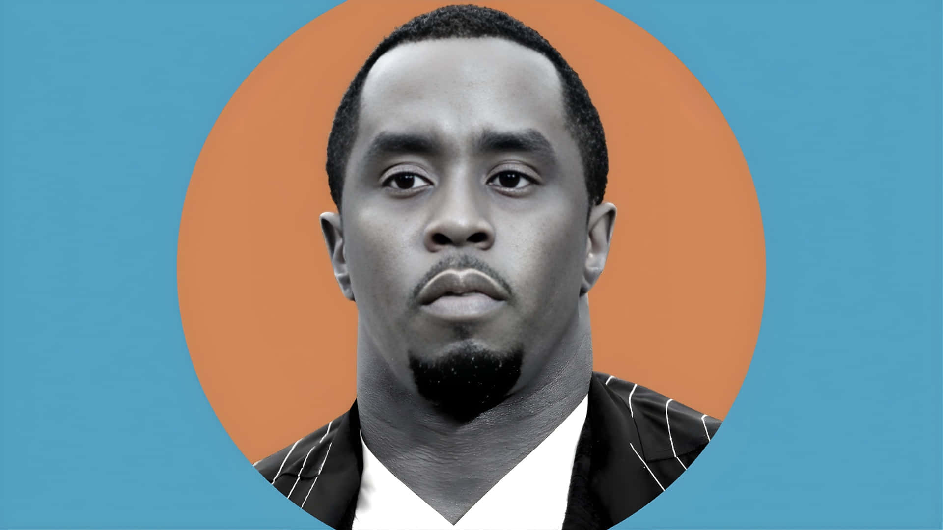 Diddy, pinstripe suit, orange circle, Full HD Desktop Wallpaper