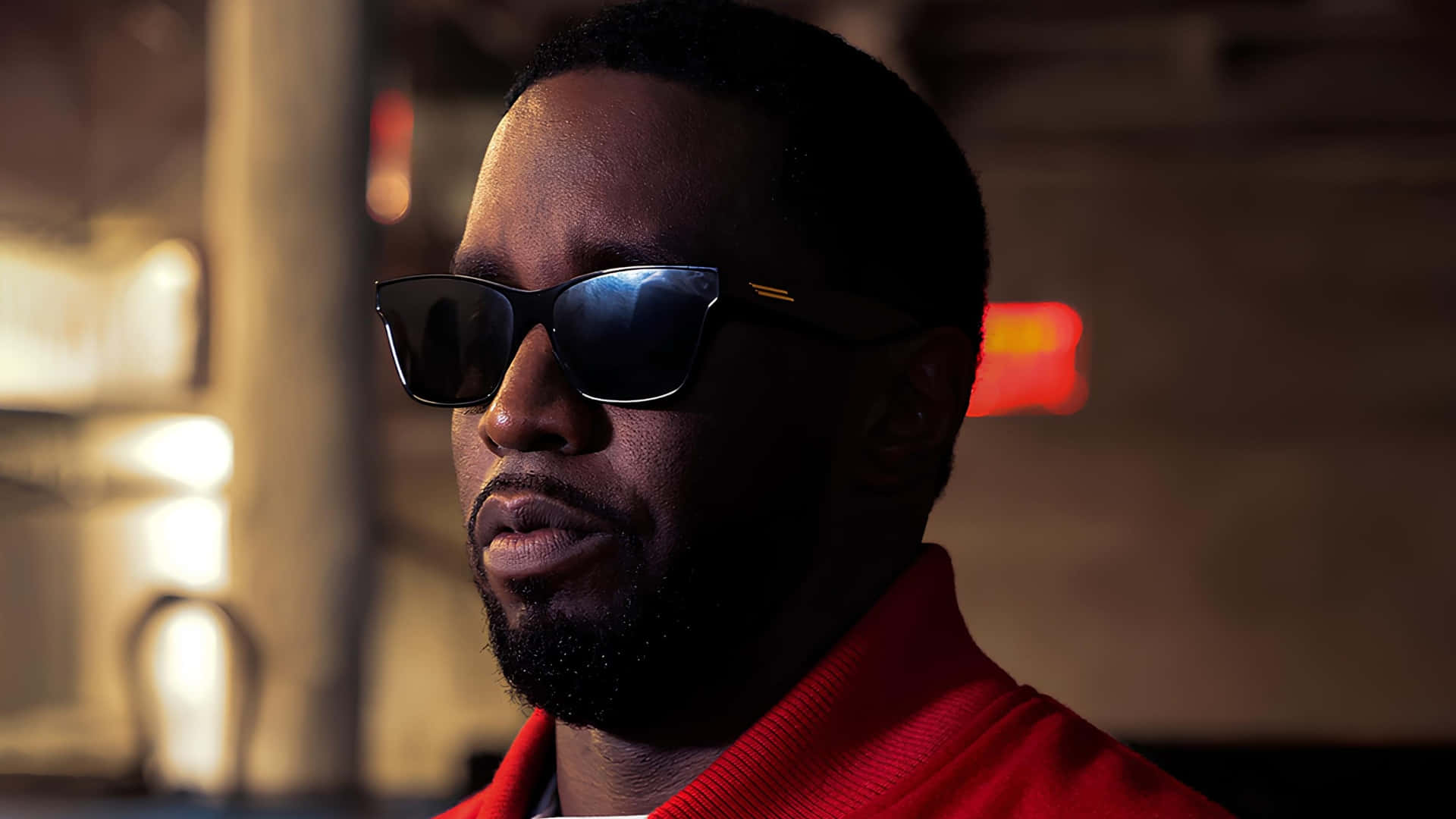 Diddy, black sunglasses, red collar shirt, Full HD Desktop Wallpaper