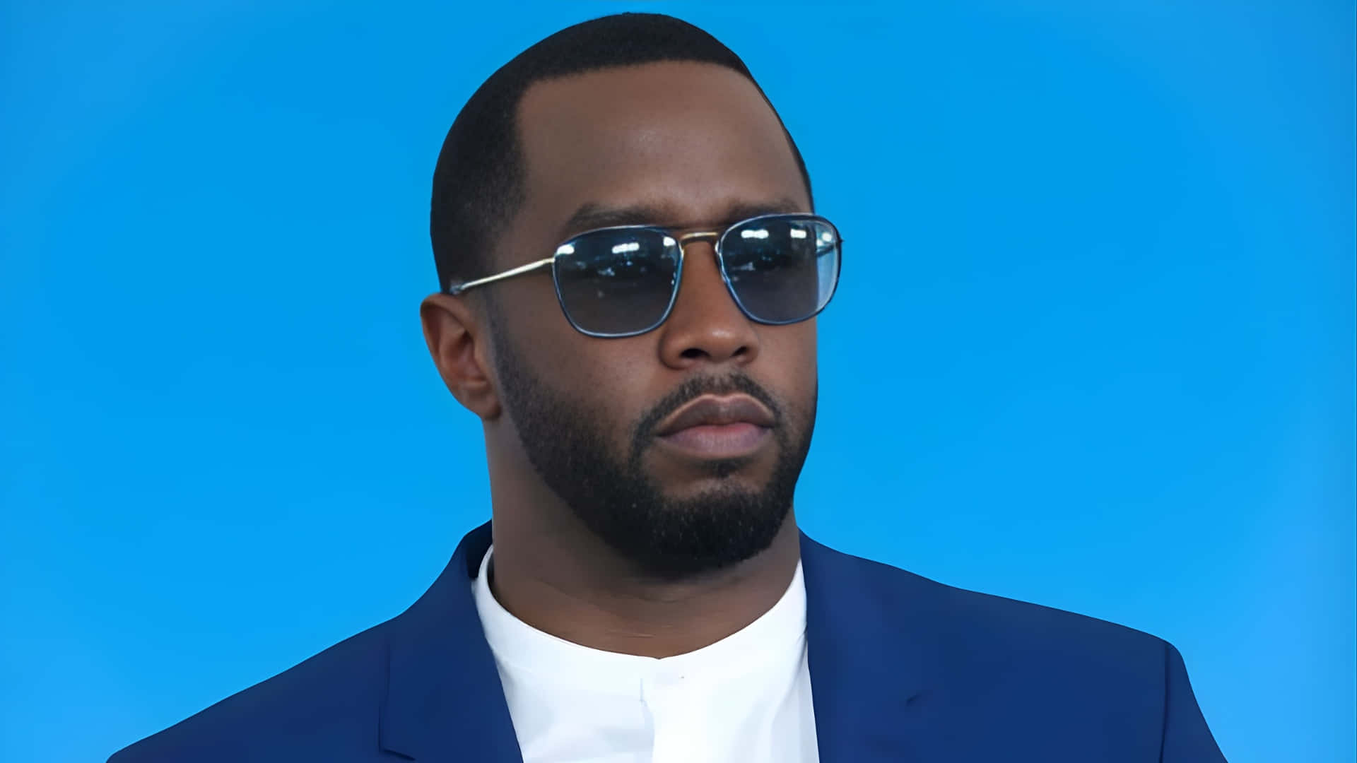 Diddy, blue suit, aviator sunglasses, Full HD Desktop Wallpaper