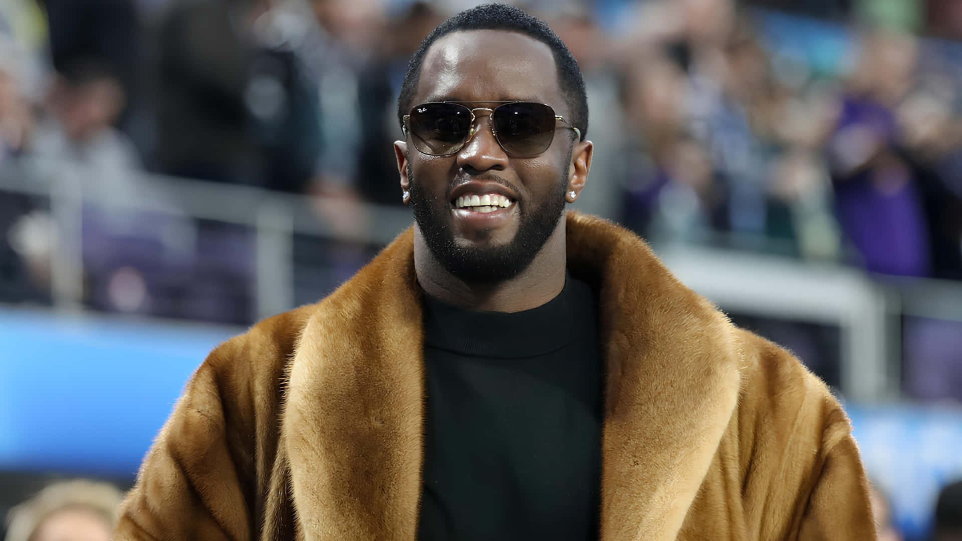 Diddy, brown fur coat, black shirt, Full HD Desktop Wallpaper