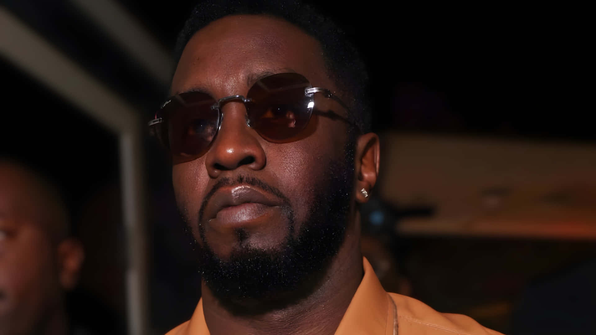 Diddy, orange shirt, beard, Full HD Desktop Wallpaper