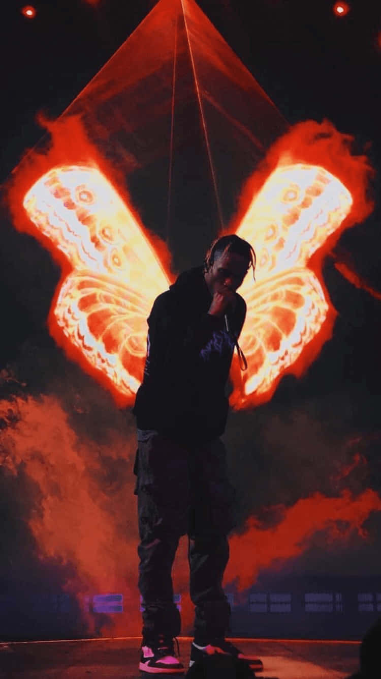 Die Lit, wings on his shoulders, massive glowing butterfly projection, HD Phone Wallpaper