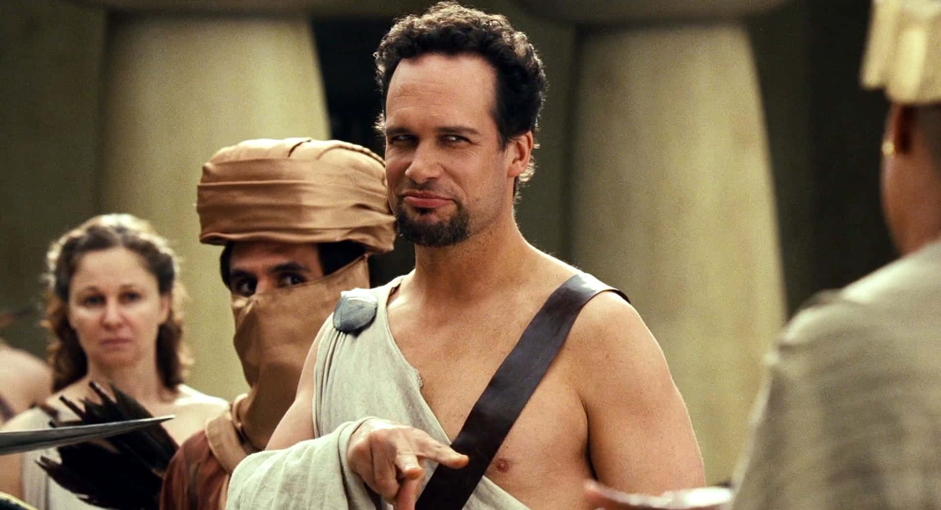 Diedrich Bader, ancient Egyptian attire, temple-like setting, Full HD Desktop Wallpaper