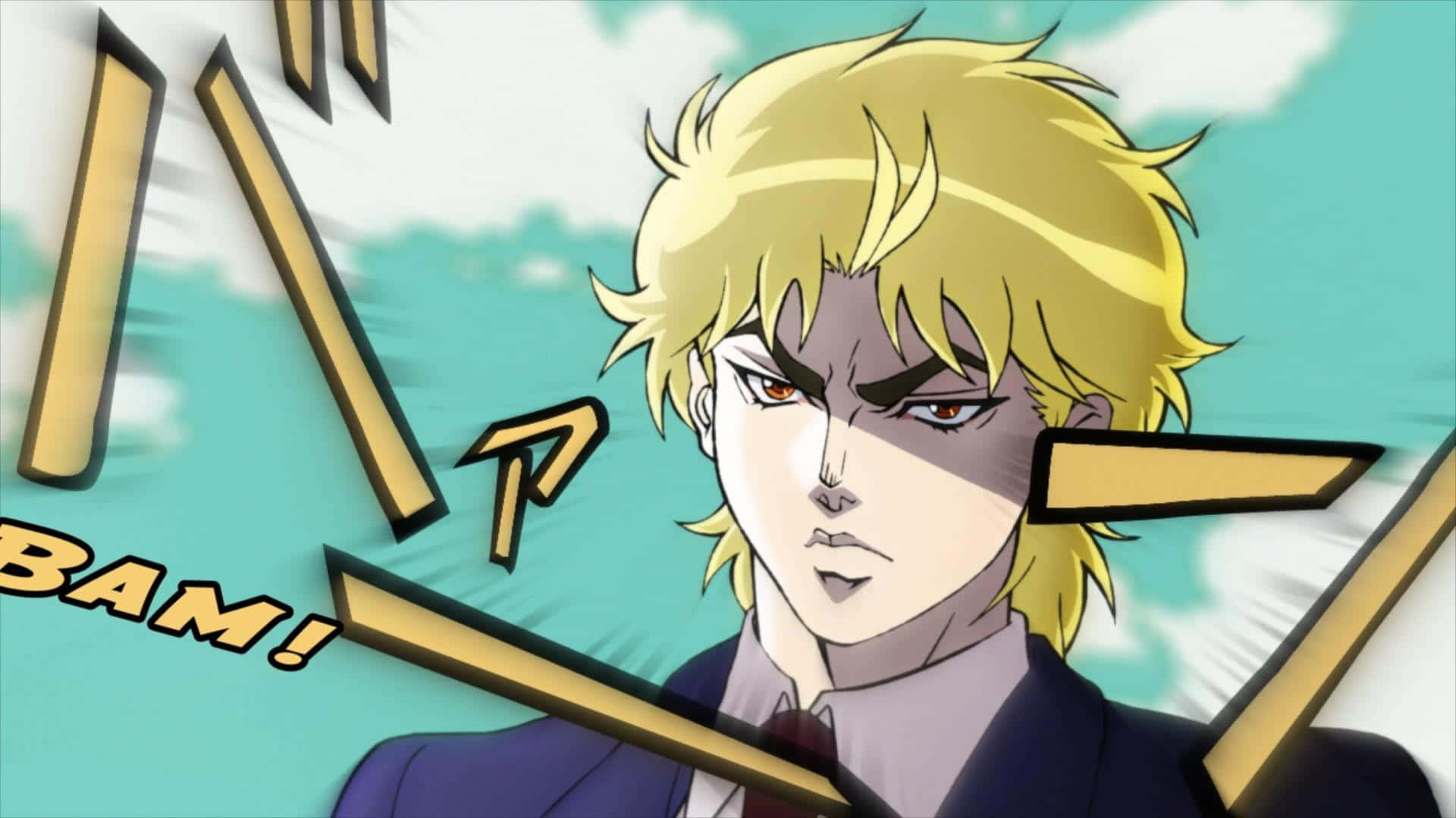 Diego Brando, spiky blonde hair, intense red eyes, Full HD Desktop Wallpaper