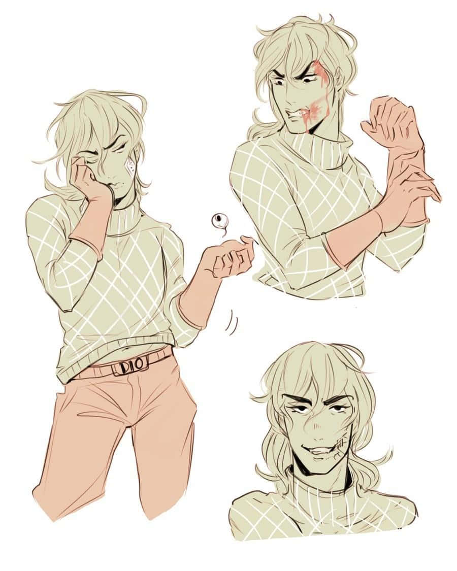 Diego Brando, blonde hair, checkered sweater, SD Phone Wallpaper