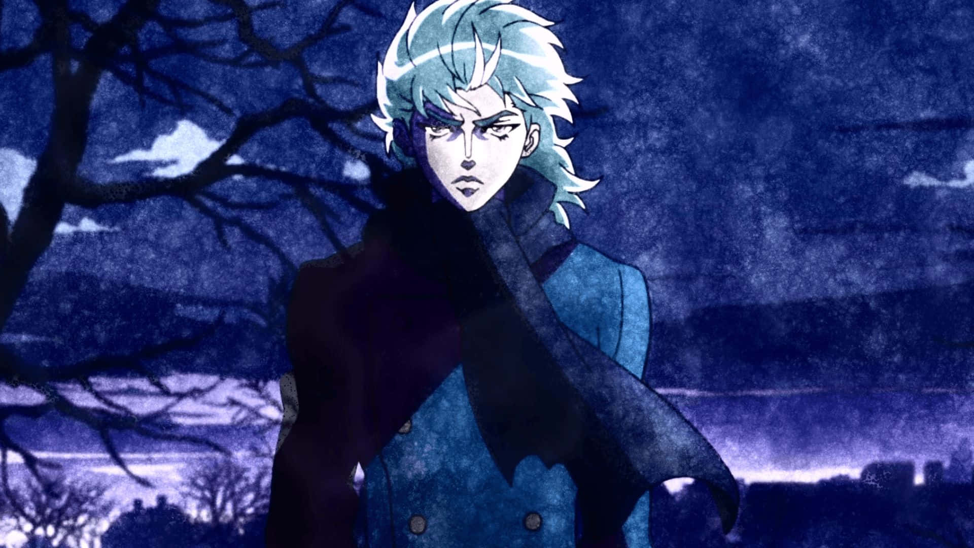 Diego Brando, silver-haired, dark blue night sky, Full HD Desktop Wallpaper