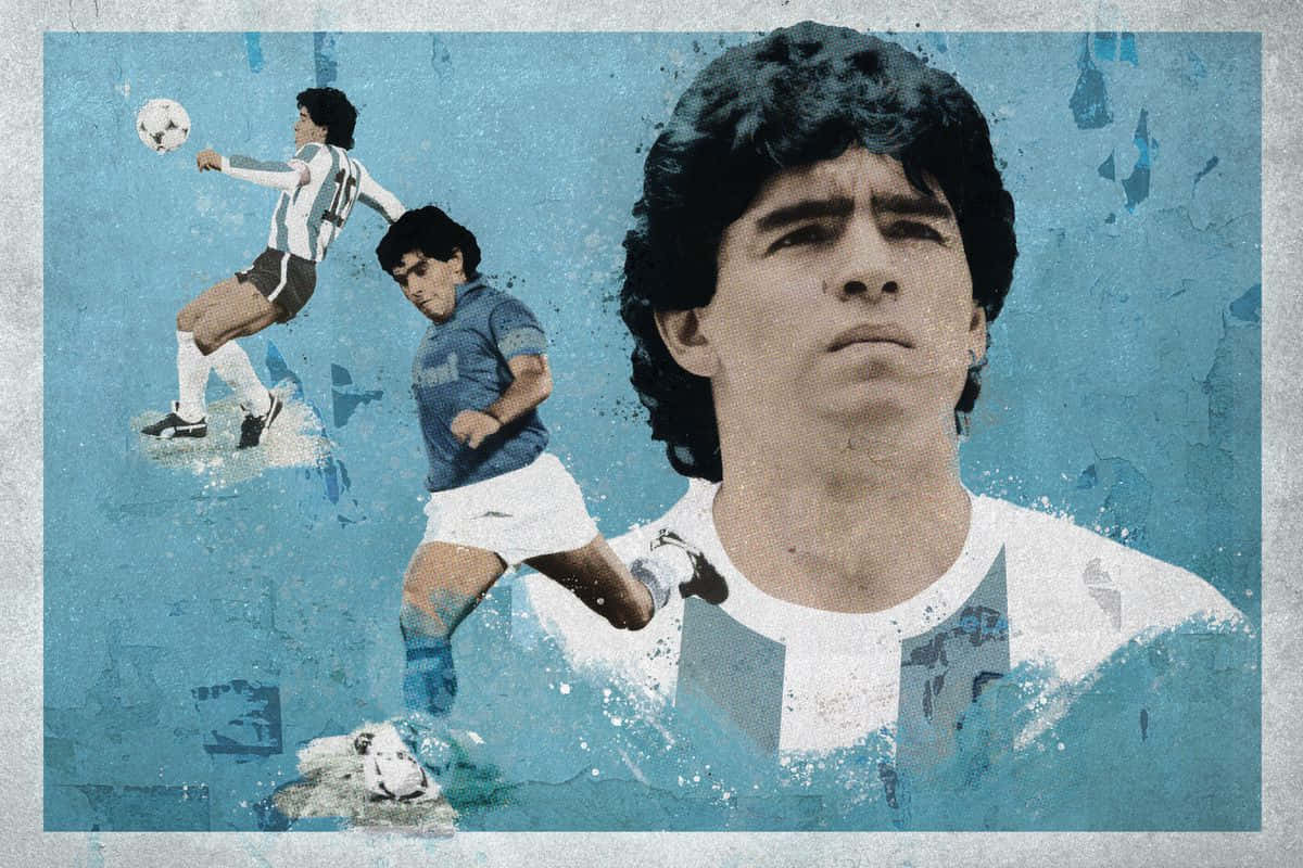 Diego Maradona, digital painting art, portrait, SD Desktop Wallpaper