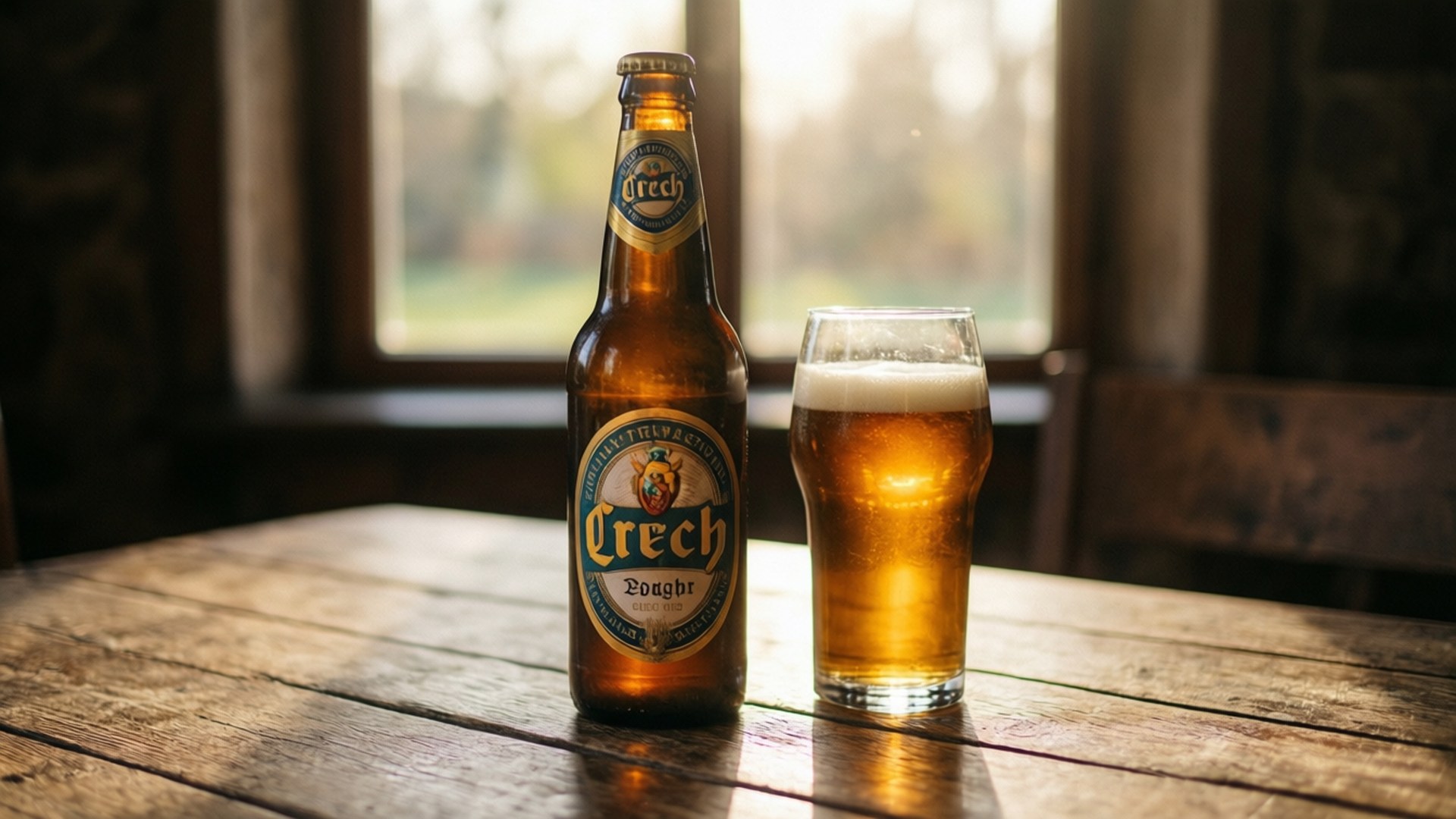 Diekirch, Czech beer, rustic wooden table, Full HD Desktop Wallpaper