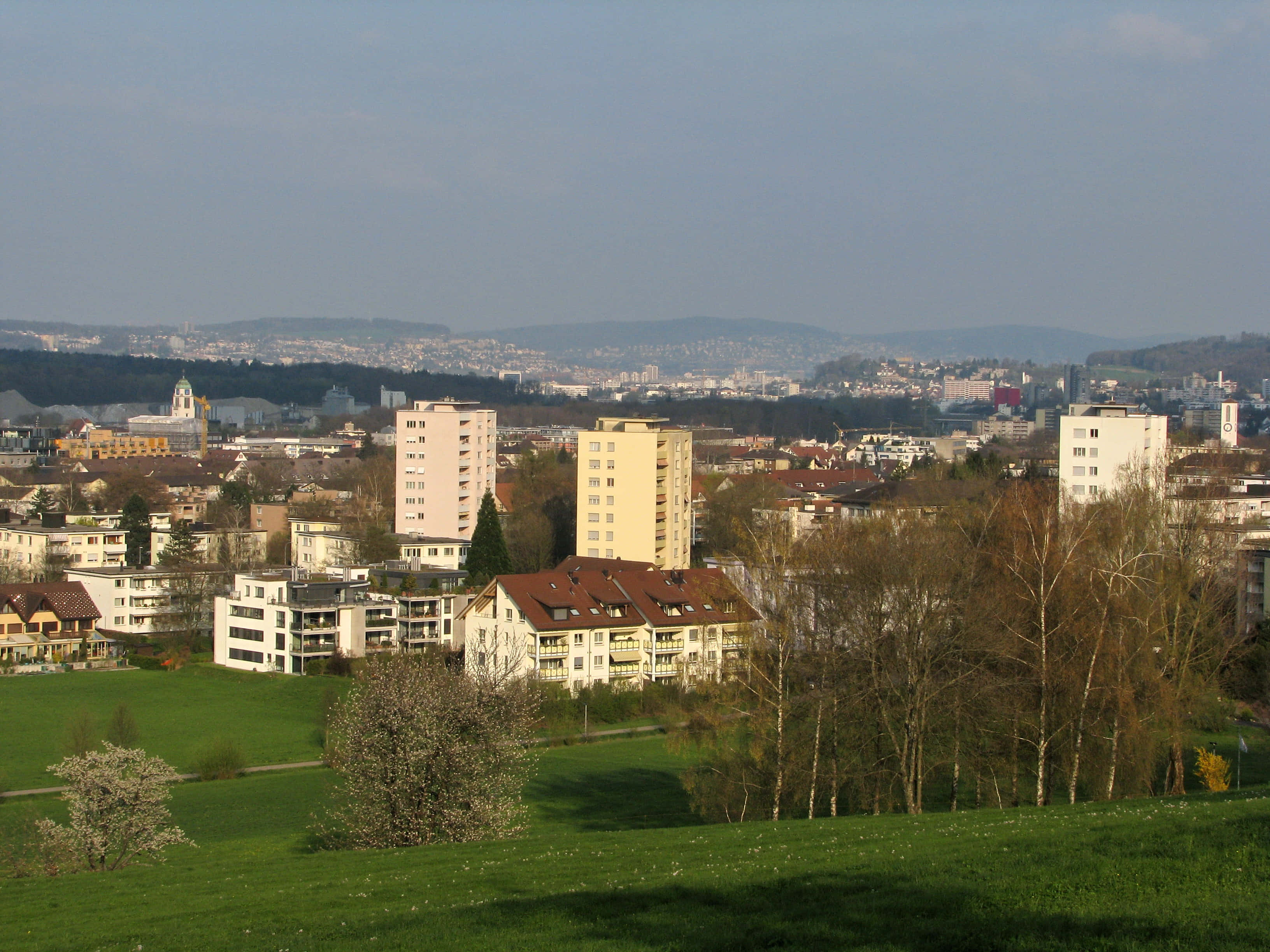 Dietikon, panoramic view, modern and traditional buildings, 2K Desktop Wallpaper