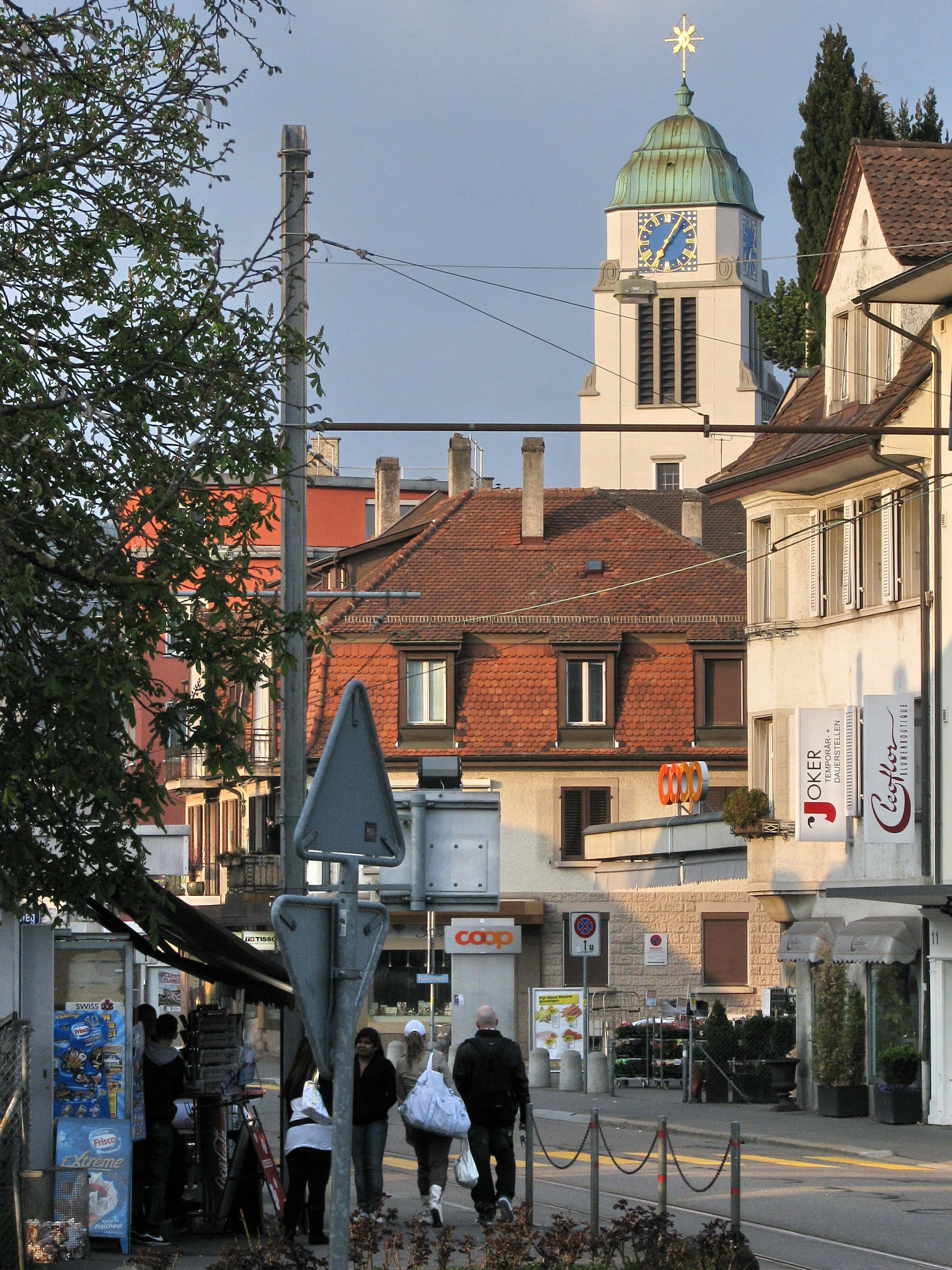 Dietikon, clock tower, green dome, 2K Phone Wallpaper