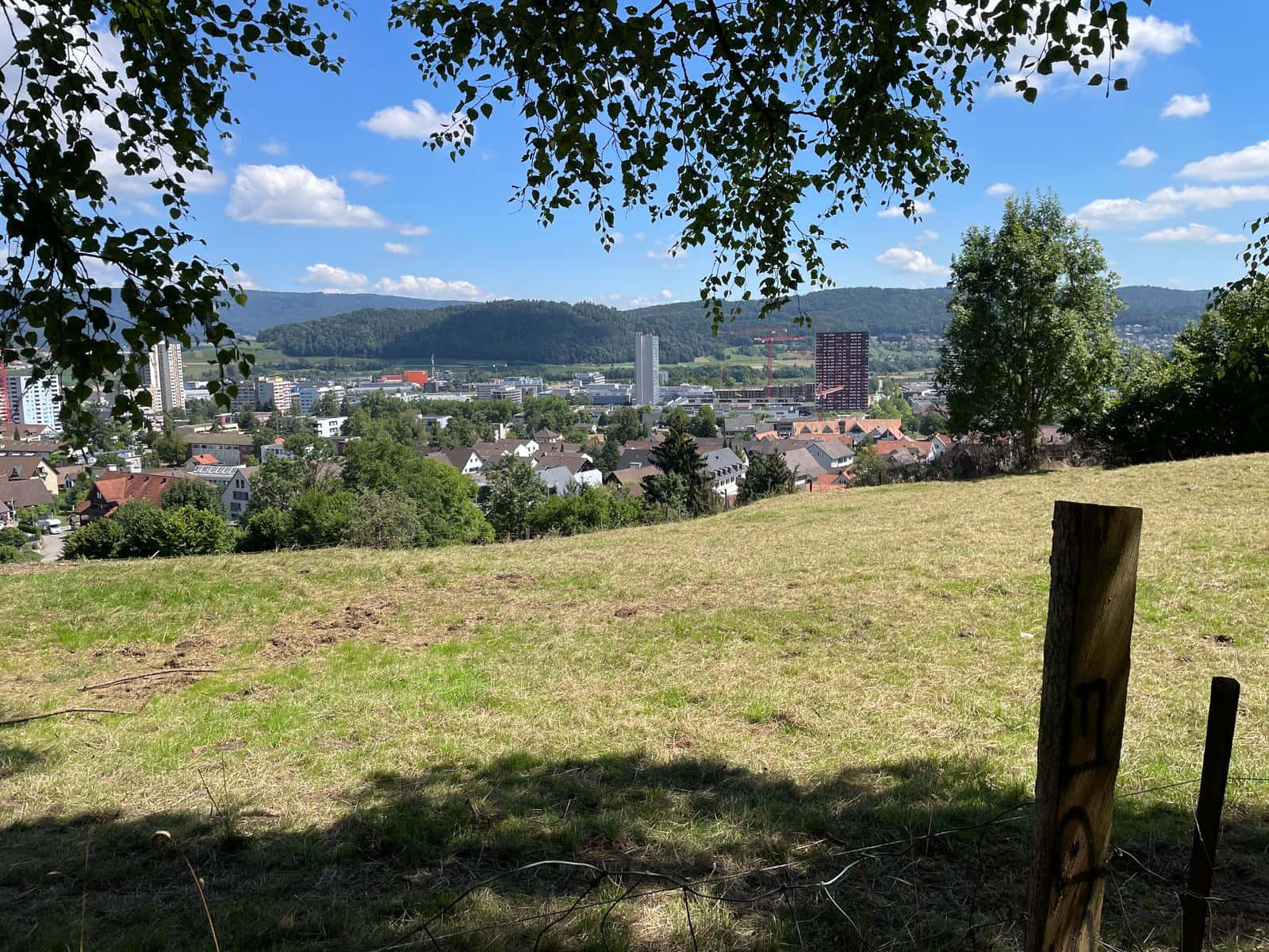 Dietikon, sunny hillside view, town with red roofs, HD Desktop Wallpaper