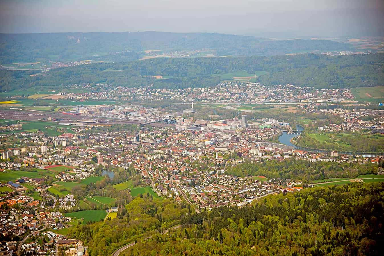 Dietikon, lush green valleys, winding roads, HD Desktop Wallpaper