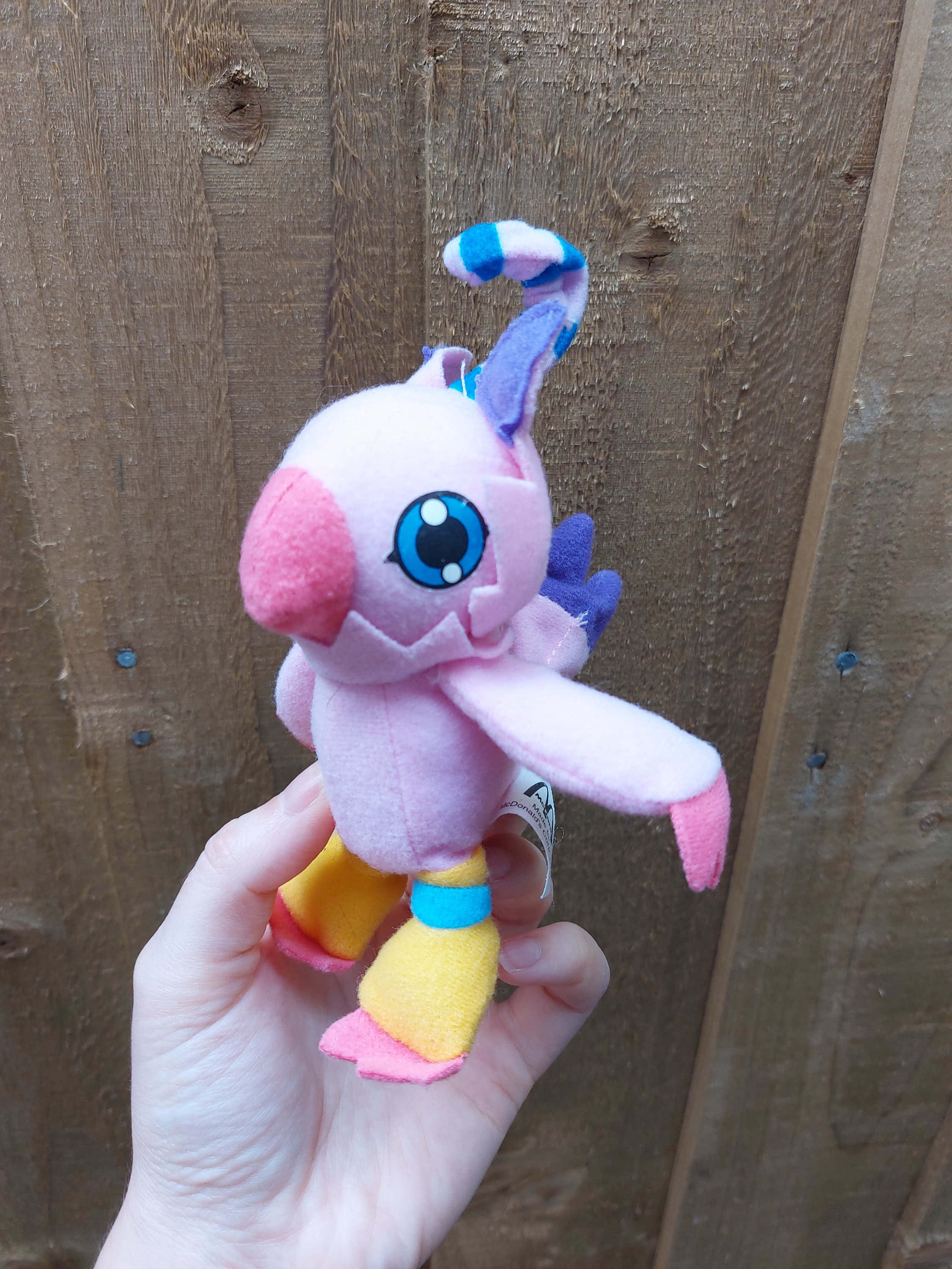 Biyomon, pink plush toy, blue eyes, 2K Phone Wallpaper