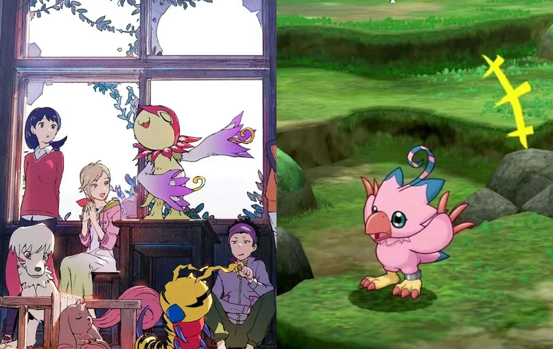 Biyomon, Digimon, anime scene, HD Desktop Wallpaper