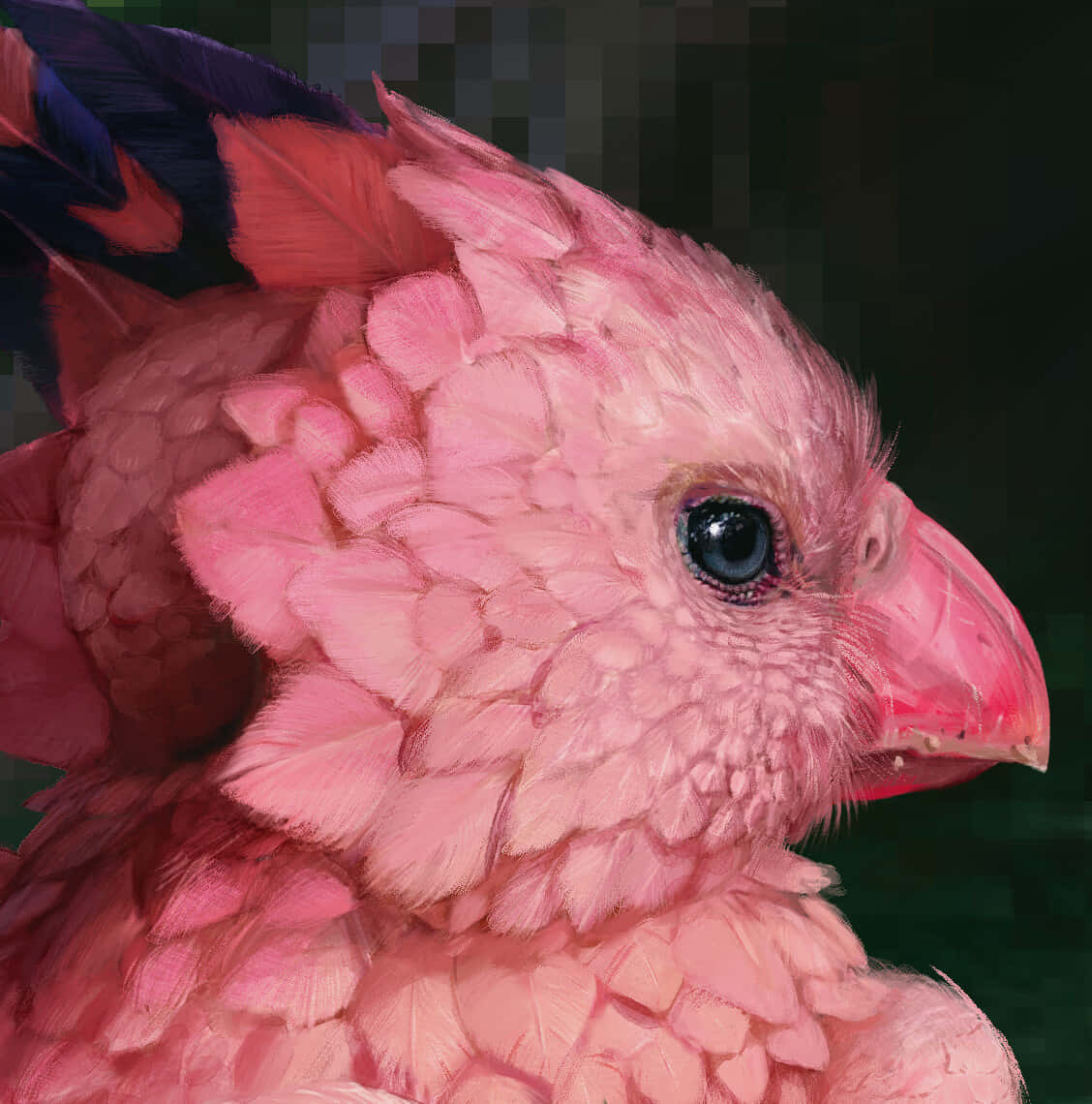 Biyomon, pink bird, intricate feather details, SD Phone Wallpaper