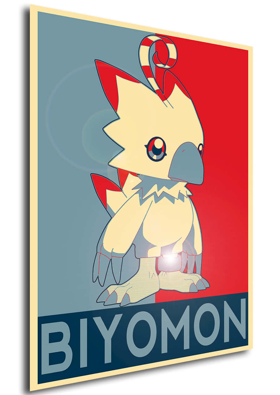 Biyomon, Digimon, red and blue poster design, HD Phone Wallpaper