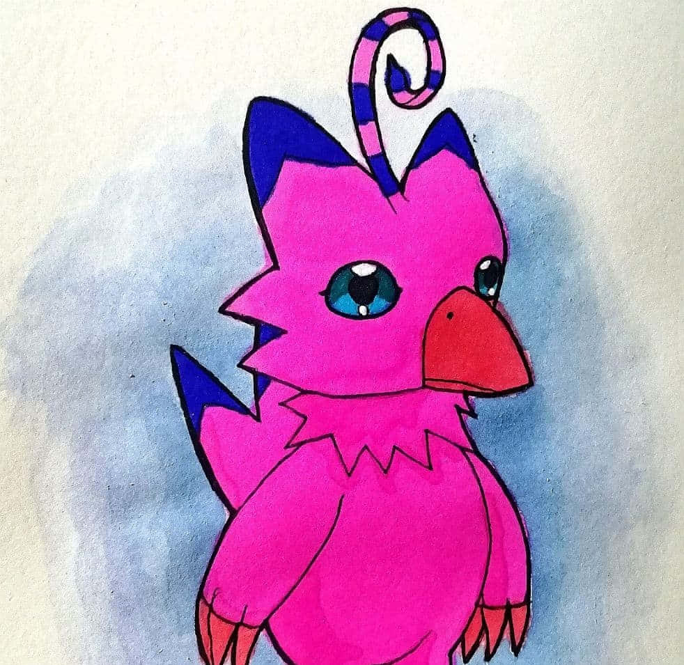 Biyomon, Digimon, vibrant pink, SD Desktop Wallpaper
