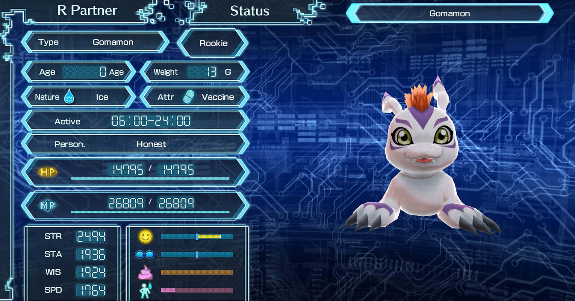 Gomamon, orange mohawk, purple markings, Full HD Desktop Wallpaper