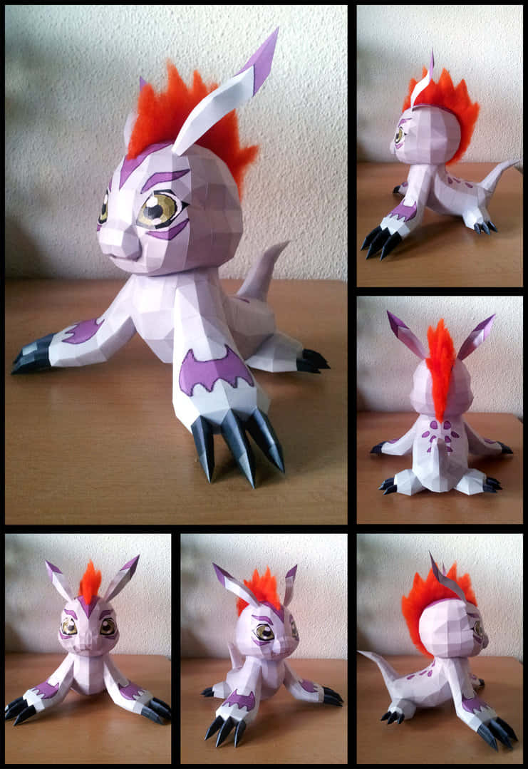 Gomamon, purple and white, orange spiky hair, SD Phone Wallpaper