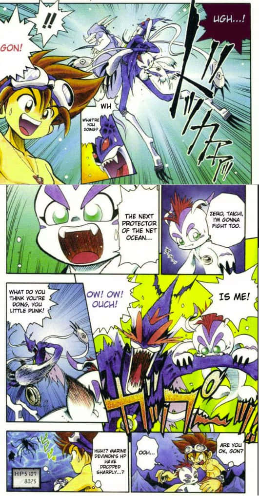 Gomamon, Digimon, purple dragon-like partner, SD Phone Wallpaper