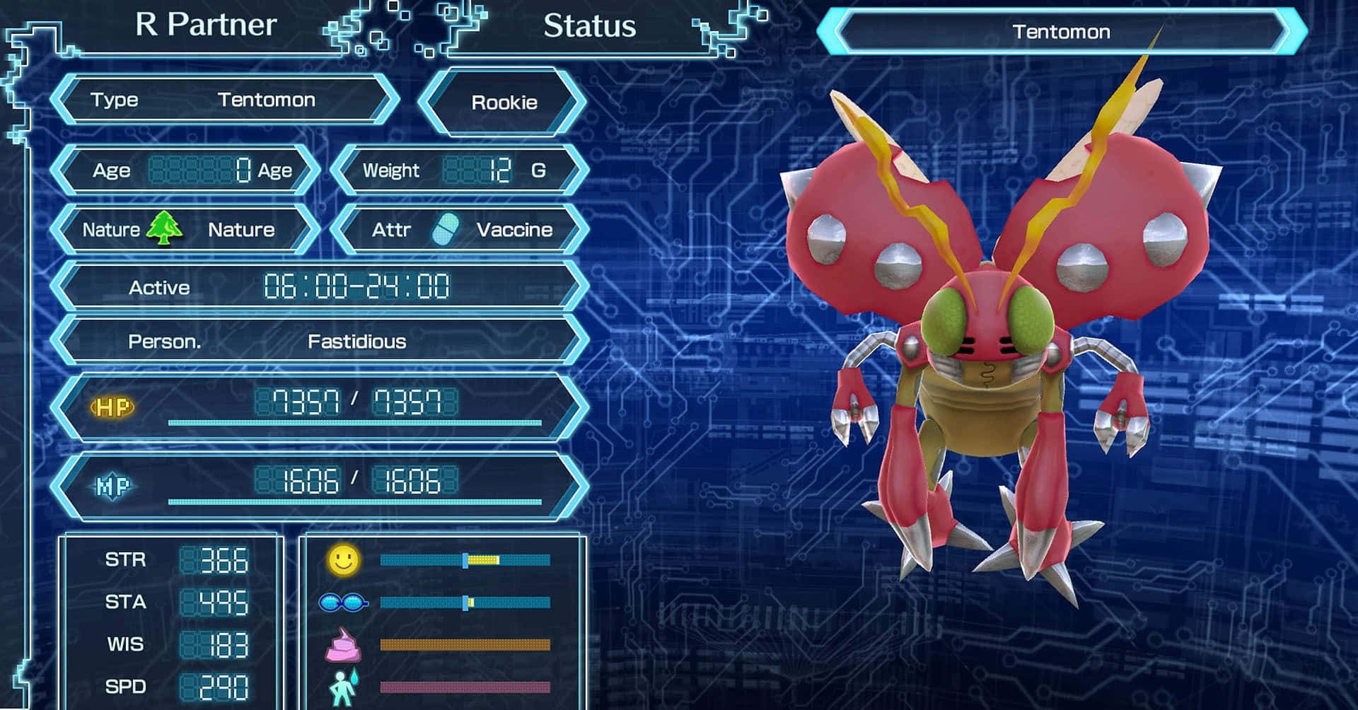 Tentomon, Digimon, red robotic insect, Full HD Desktop Wallpaper