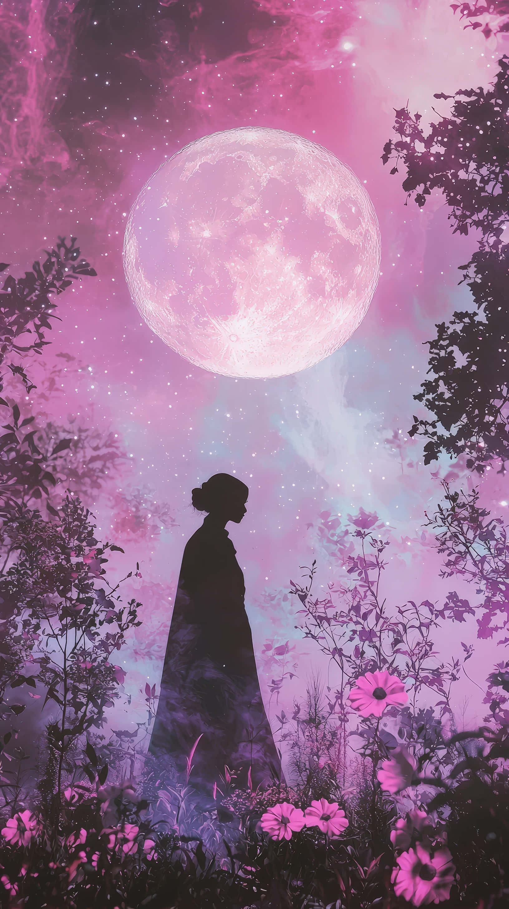 cosmic violet dreamscape, glowing ethereal light, deep space aesthetic, 2K Phone Wallpaper