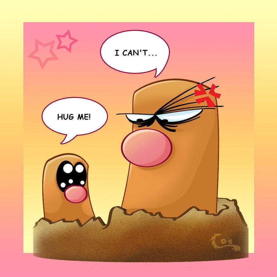 Diglett, comic art, hug me, SD Desktop Wallpaper