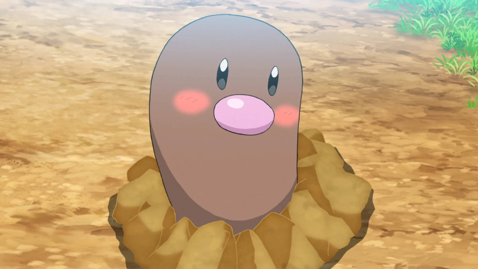Diglett, anime-style, sandy hole, Full HD Desktop Wallpaper