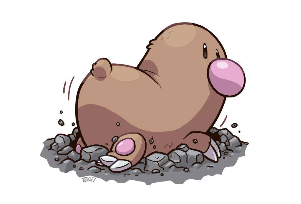 Diglett, pink nose, claws, SD Desktop Wallpaper