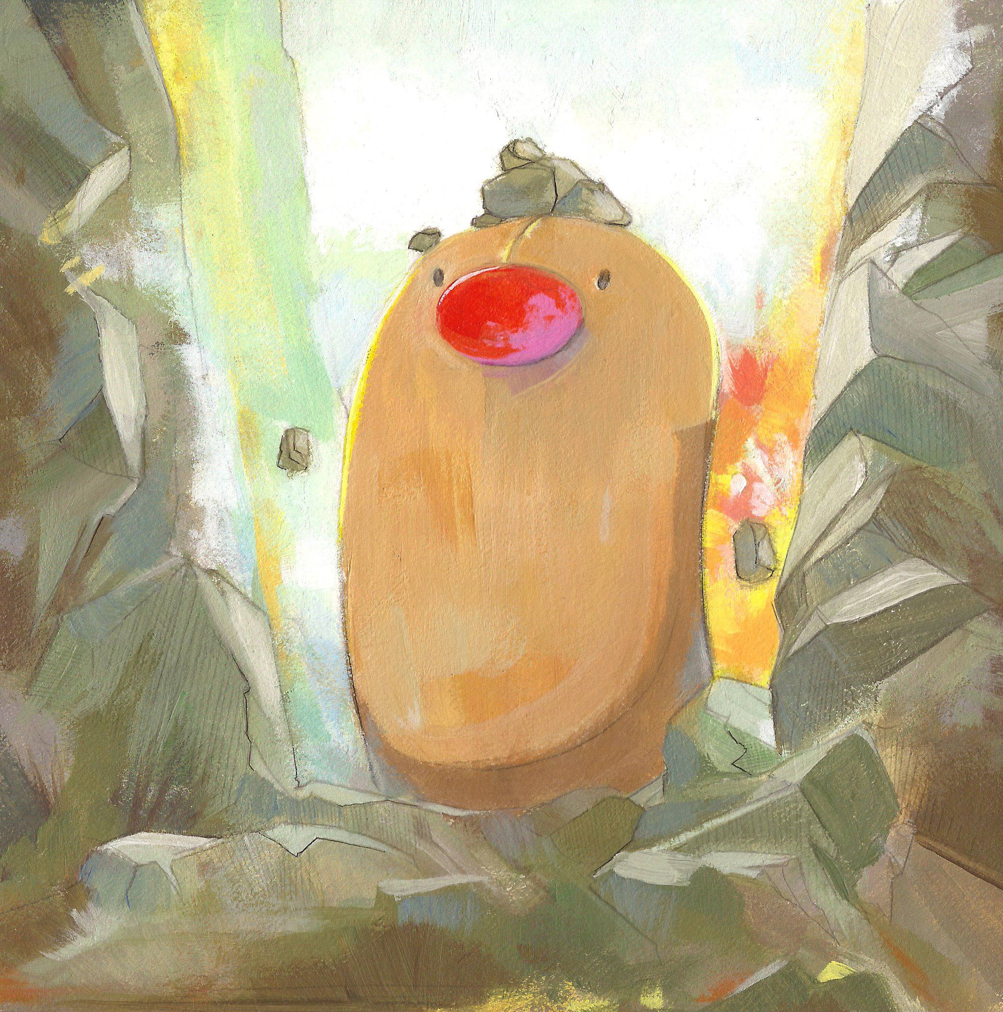 Diglett, brown, bright red nose, Full HD Phone Wallpaper
