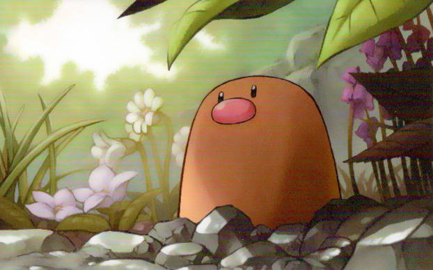 Diglett, forest flowers, pink nose, SD Desktop Wallpaper