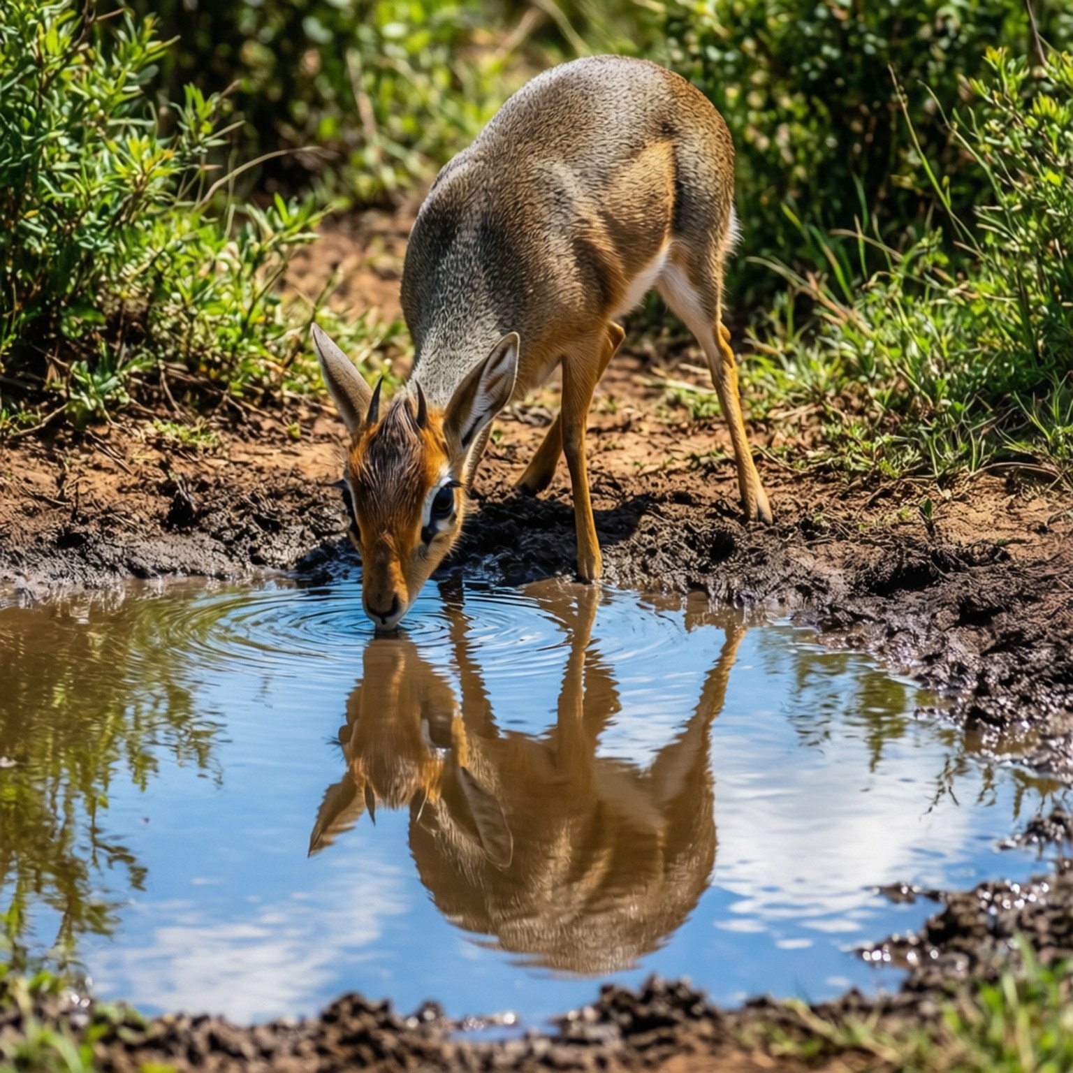 dik-dik, puddle, muddy, HD Desktop Wallpaper