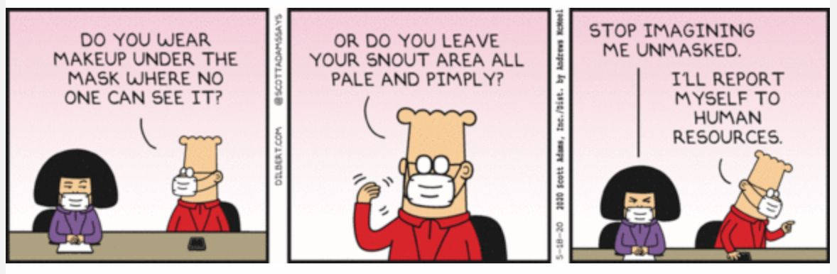 Dilbert, masks, comic strip panel, SD Desktop Wallpaper