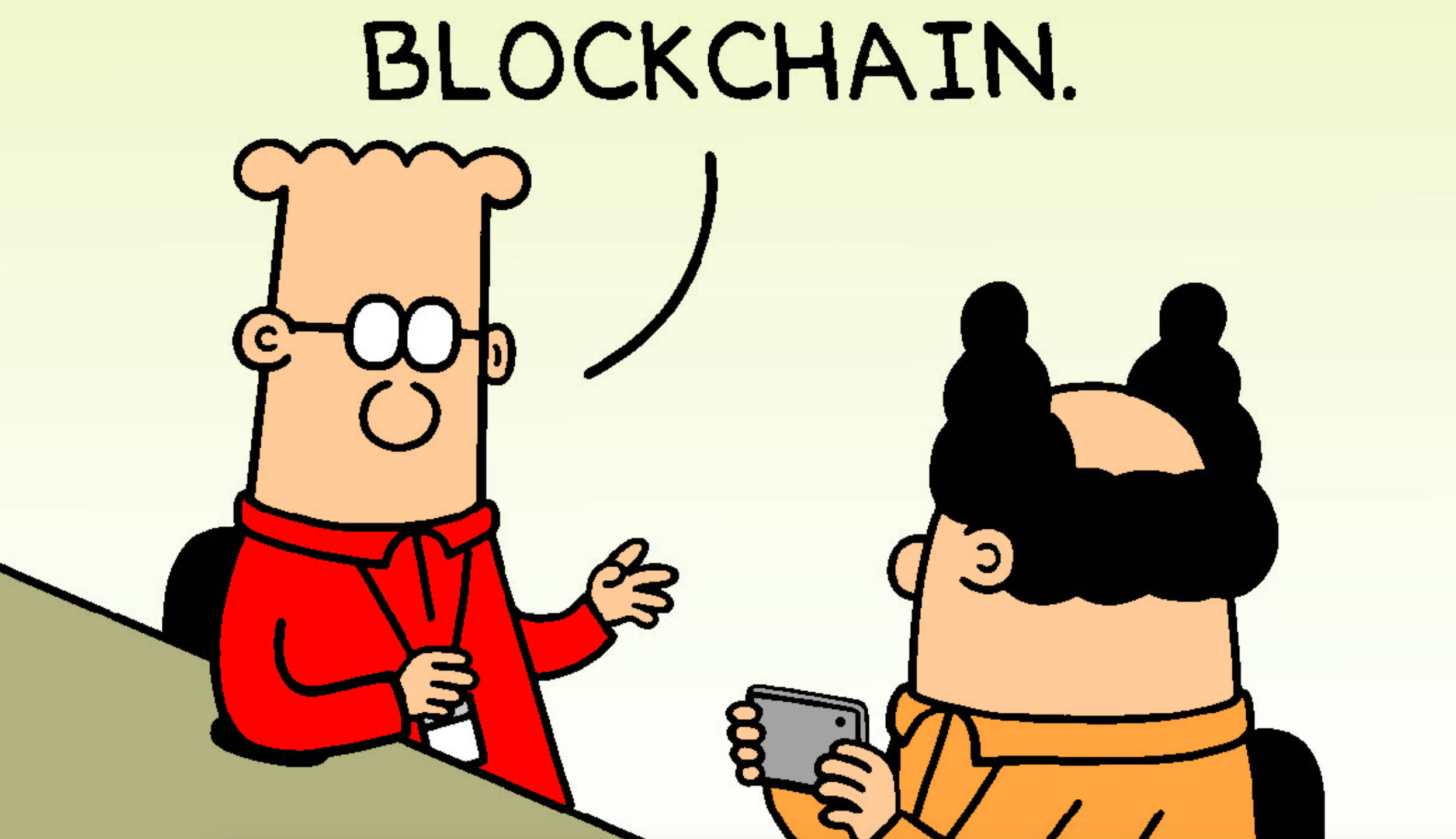 Dilbert, blockchain, cartoon characters, Full HD Desktop Wallpaper