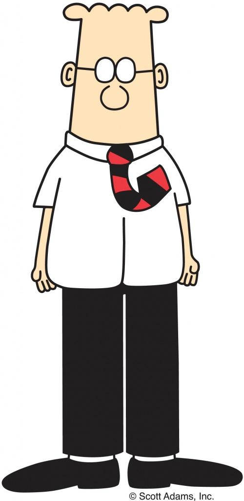 Dilbert, glasses, red black tie, SD Phone Wallpaper