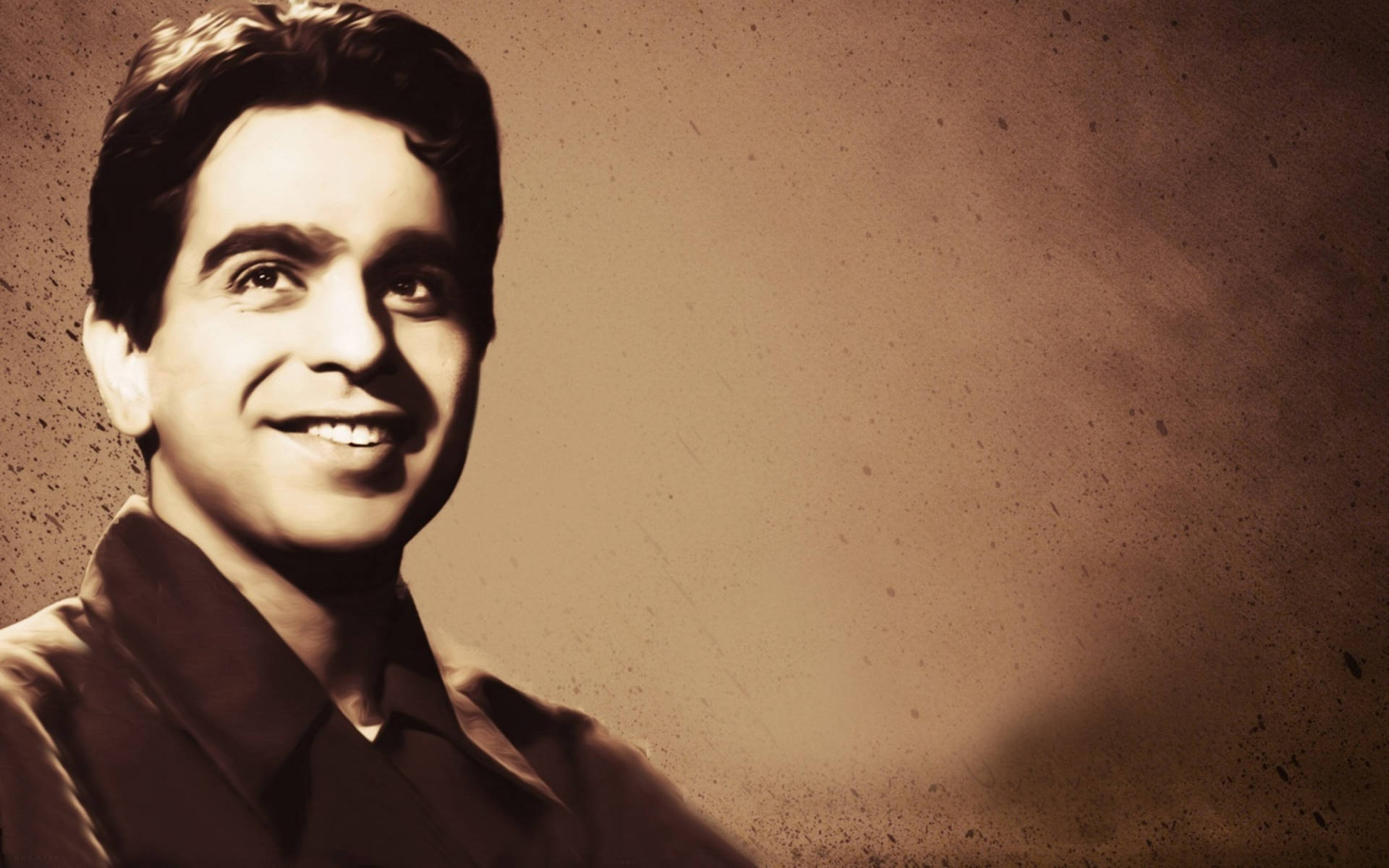 Dilip Kumar, sepia-toned, collared shirt, Full HD Desktop Wallpaper