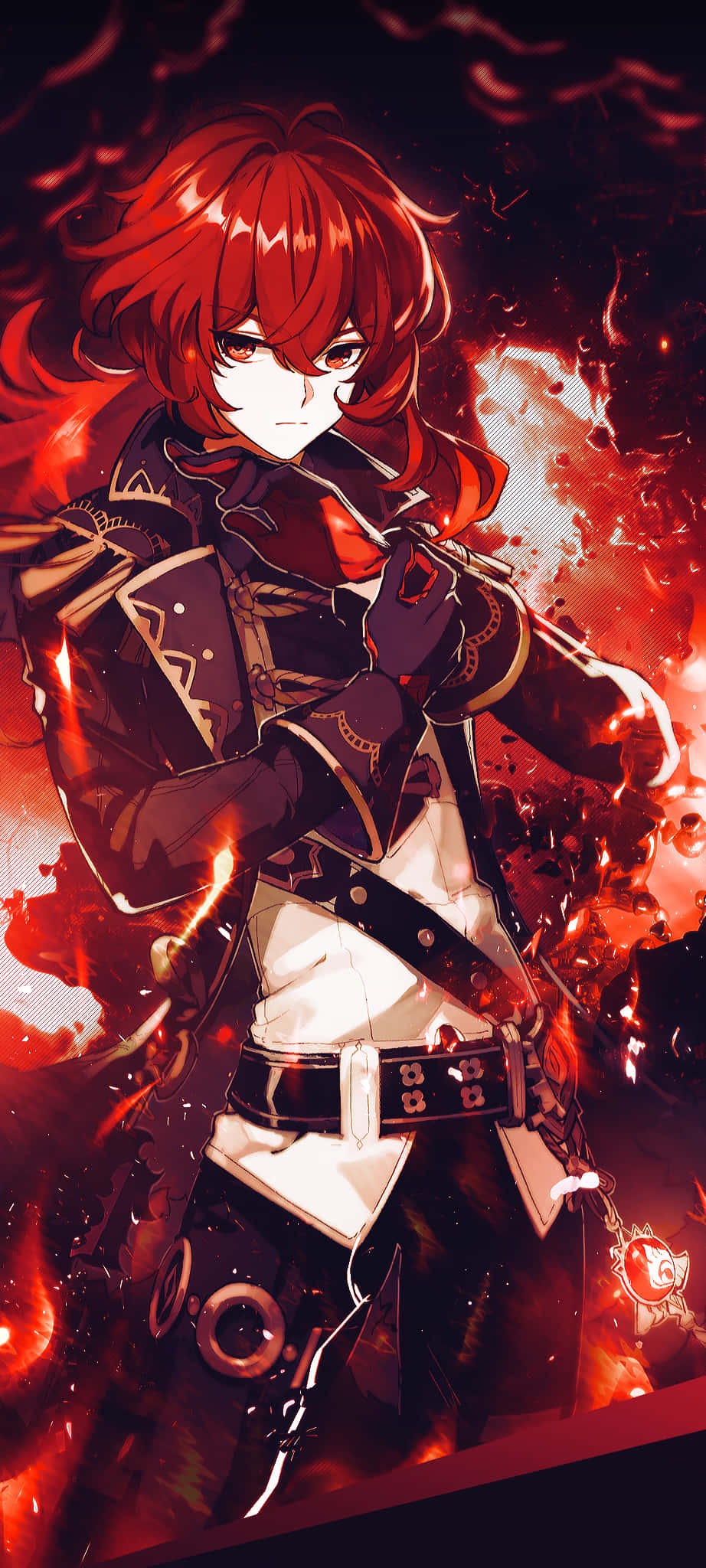 Diluc, red haired, anime girl, Full HD Phone Wallpaper