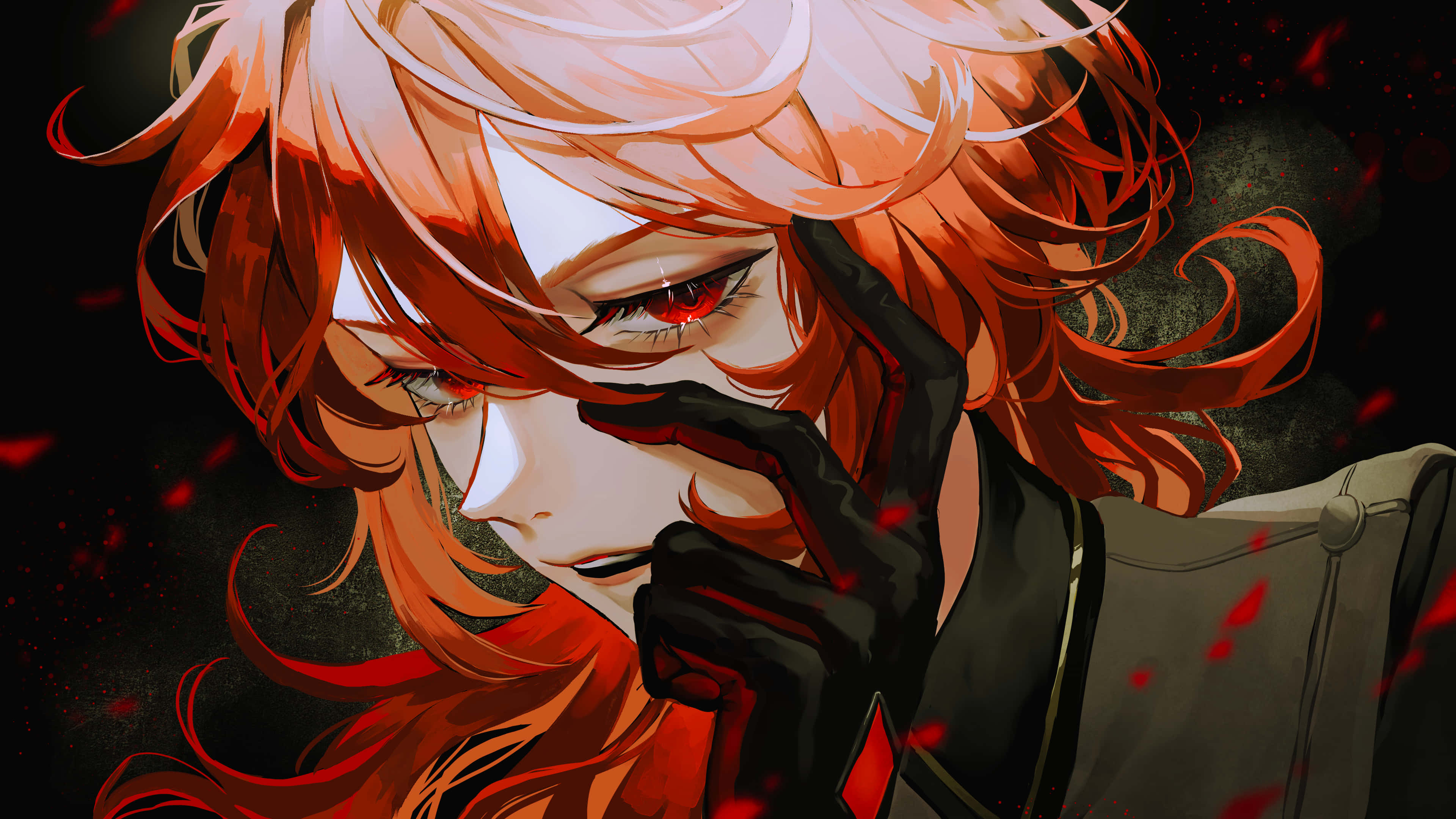 Diluc, red hair, black hair, 4K Desktop Wallpaper