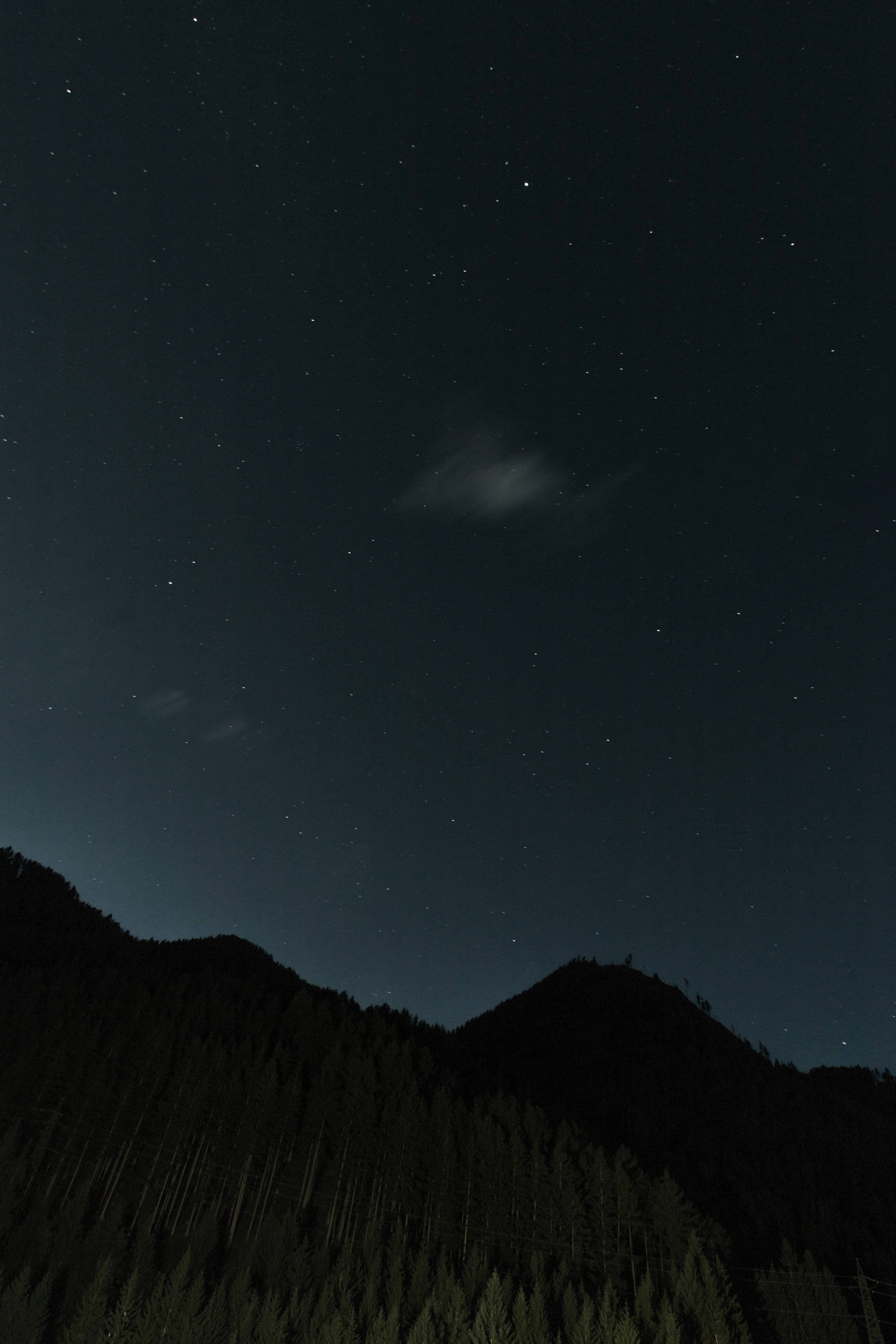 mountain silhouette, starry night, faint clouds, 5K Phone Wallpaper