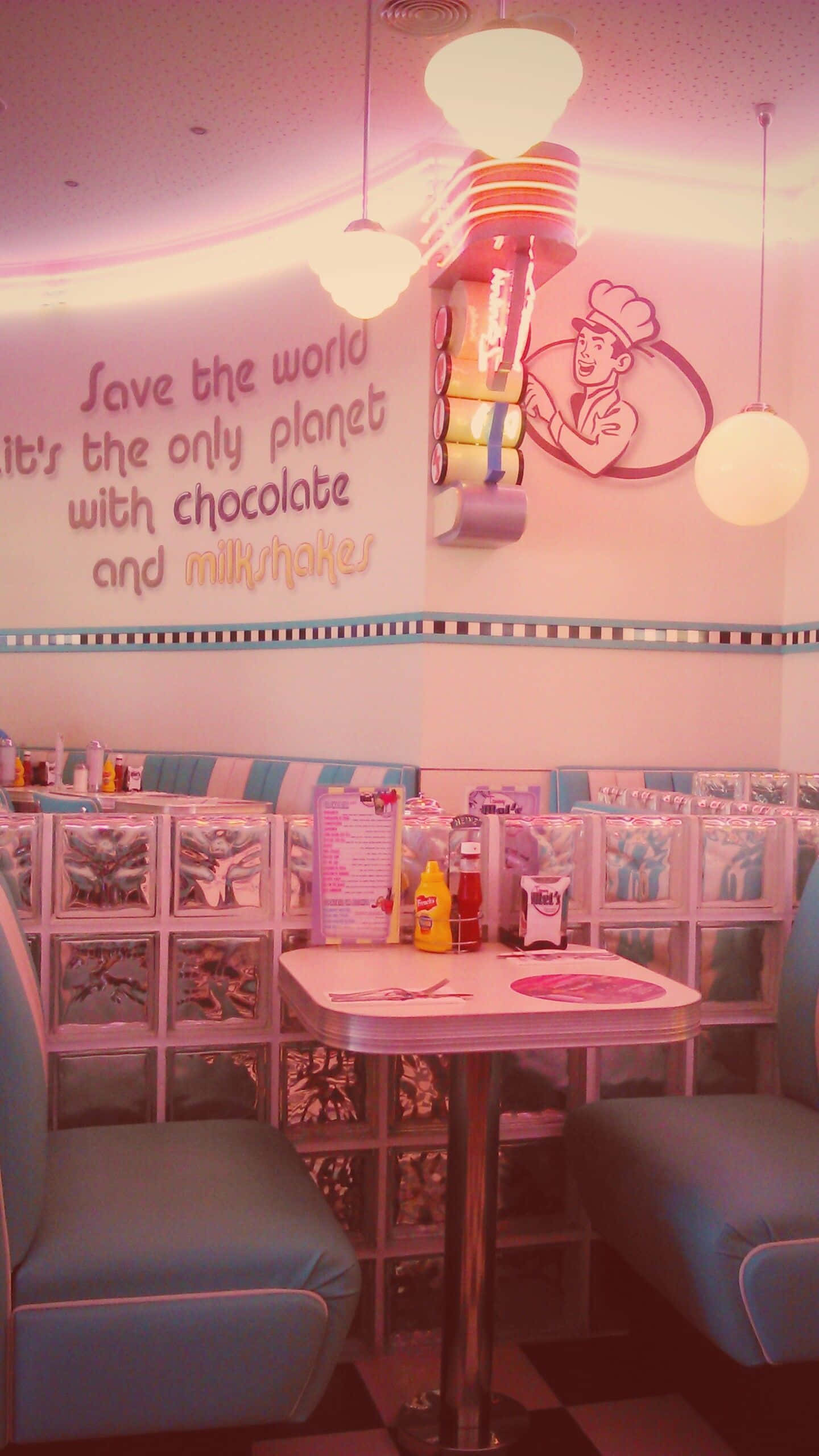 retro diner, pastel pink, pink light, 2K Phone Wallpaper