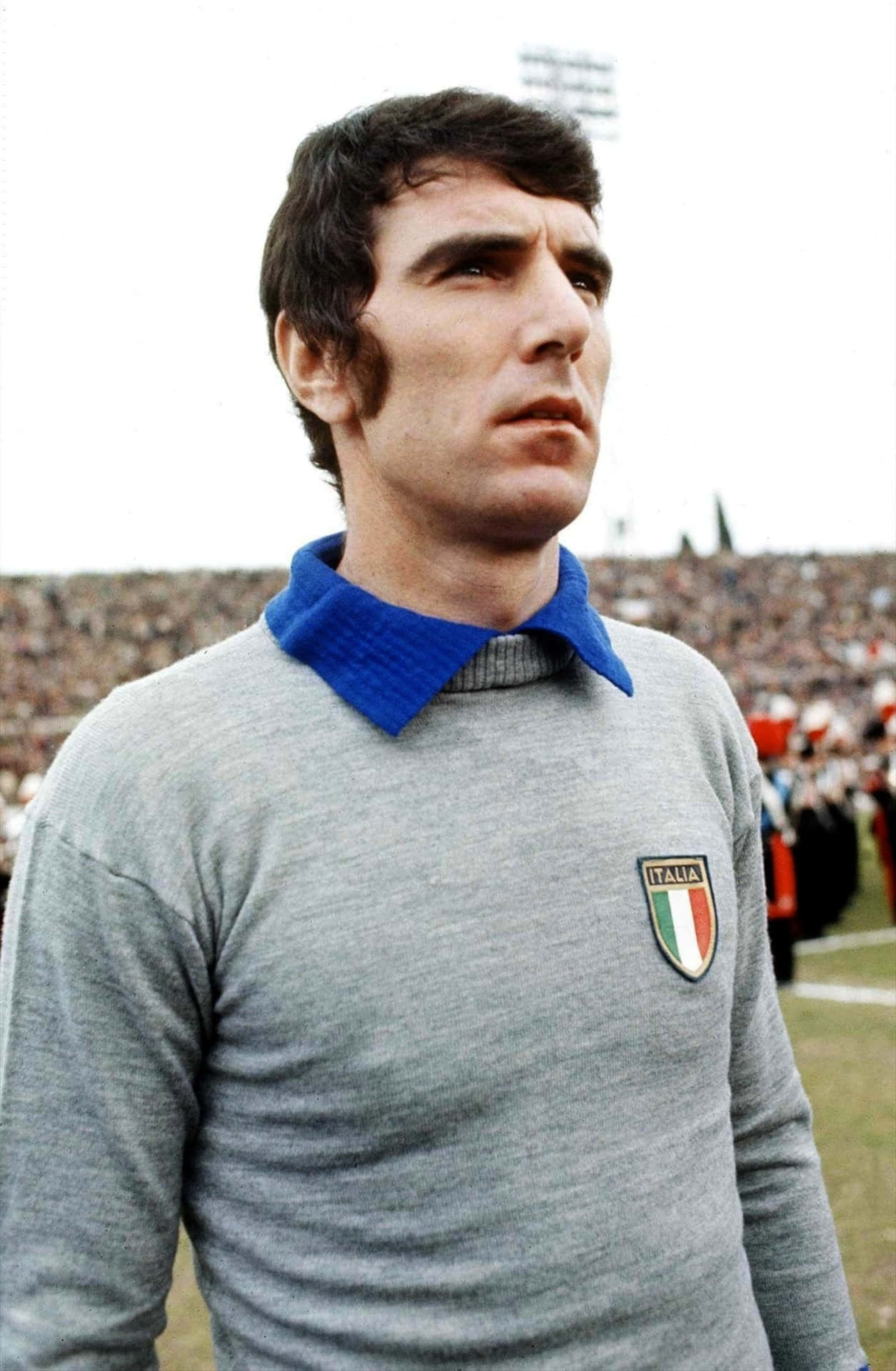 Dino Zoff, gray jersey, blue collar, Full HD Phone Wallpaper