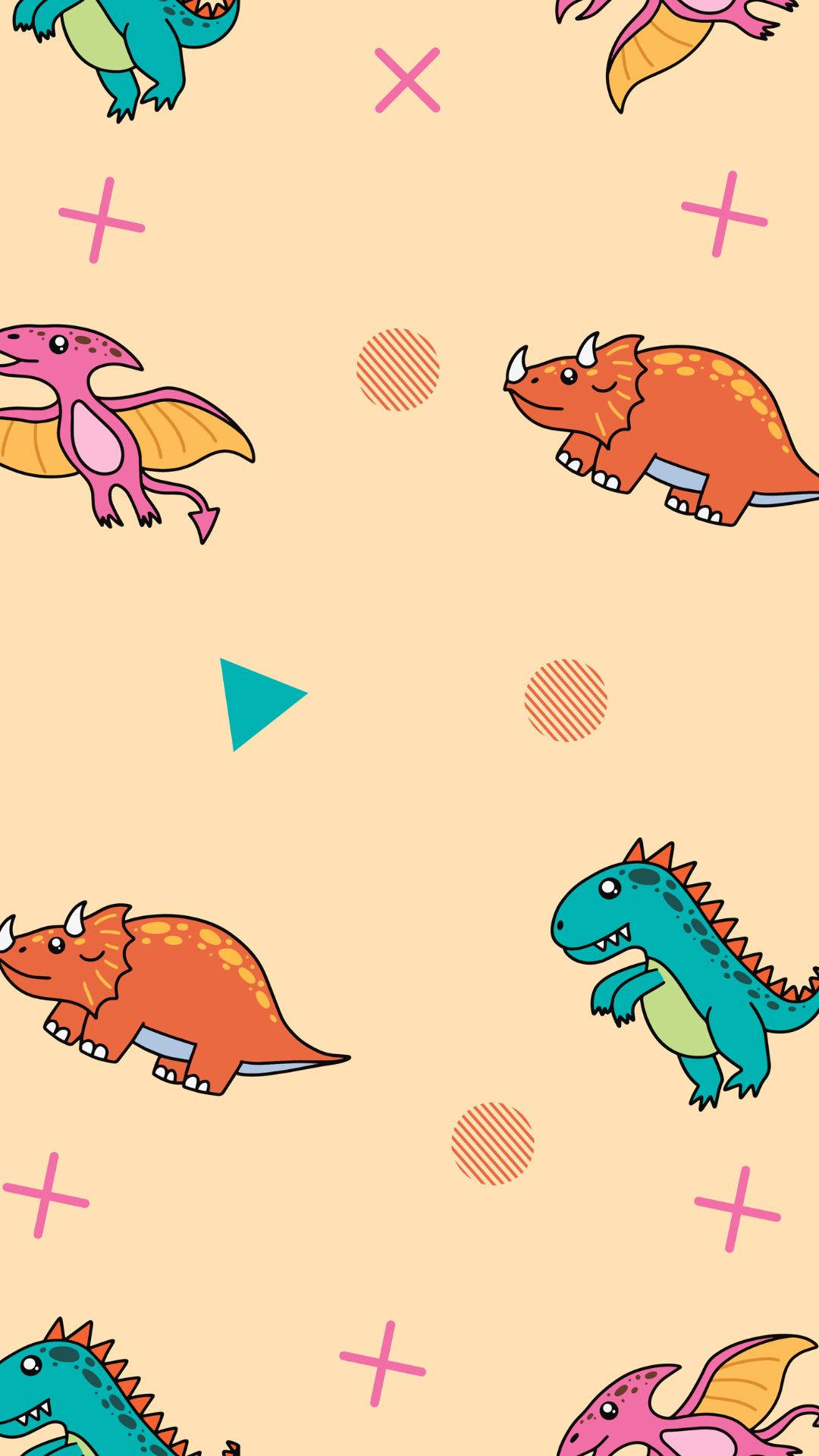 Cute Dinosaur, iPhone, bright colors, Full HD Phone Wallpaper
