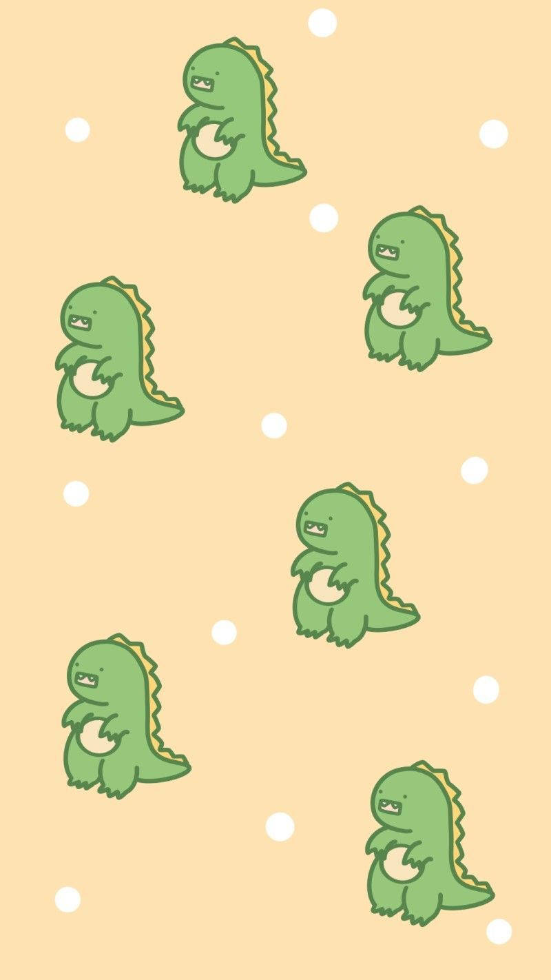 Funny Dinosaur Pattern, green cartoon dinosaurs, yellow spines, HD Phone Wallpaper