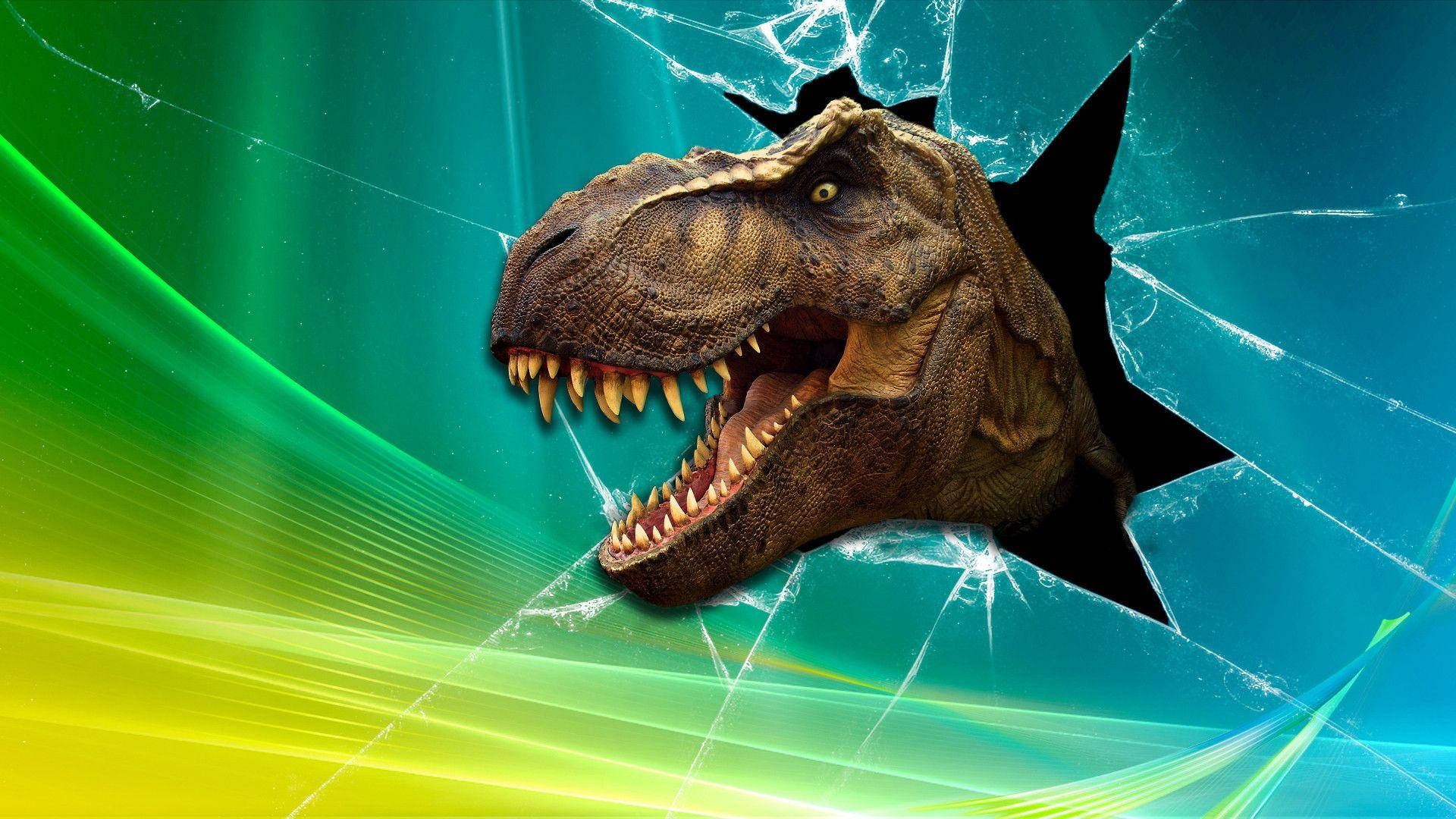 cracked computer screen, t rex, shattered glass, Full HD Desktop Wallpaper