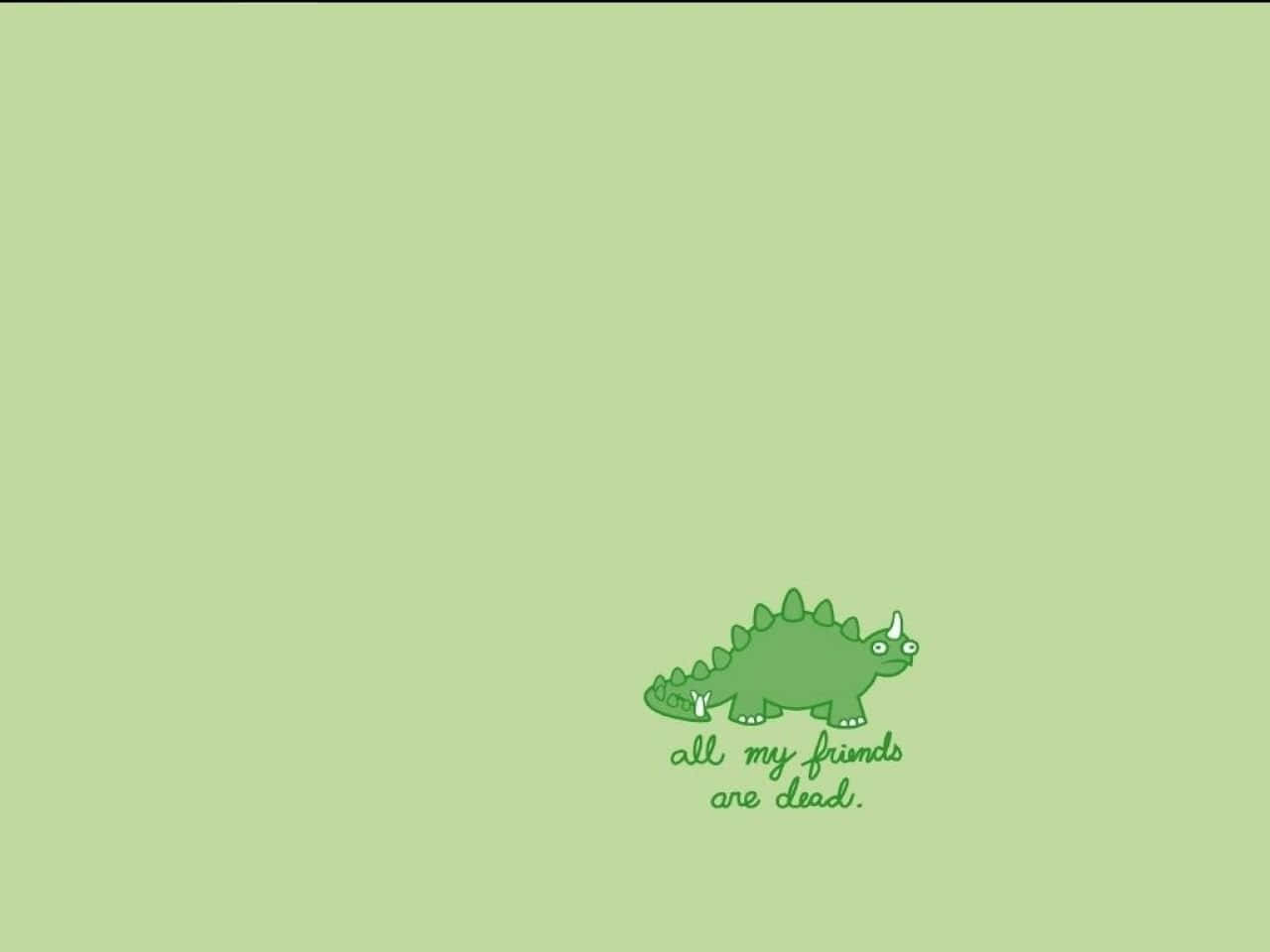 Cute Green Dinosaur Friends, triceratops, minimalist, HD Desktop Wallpaper