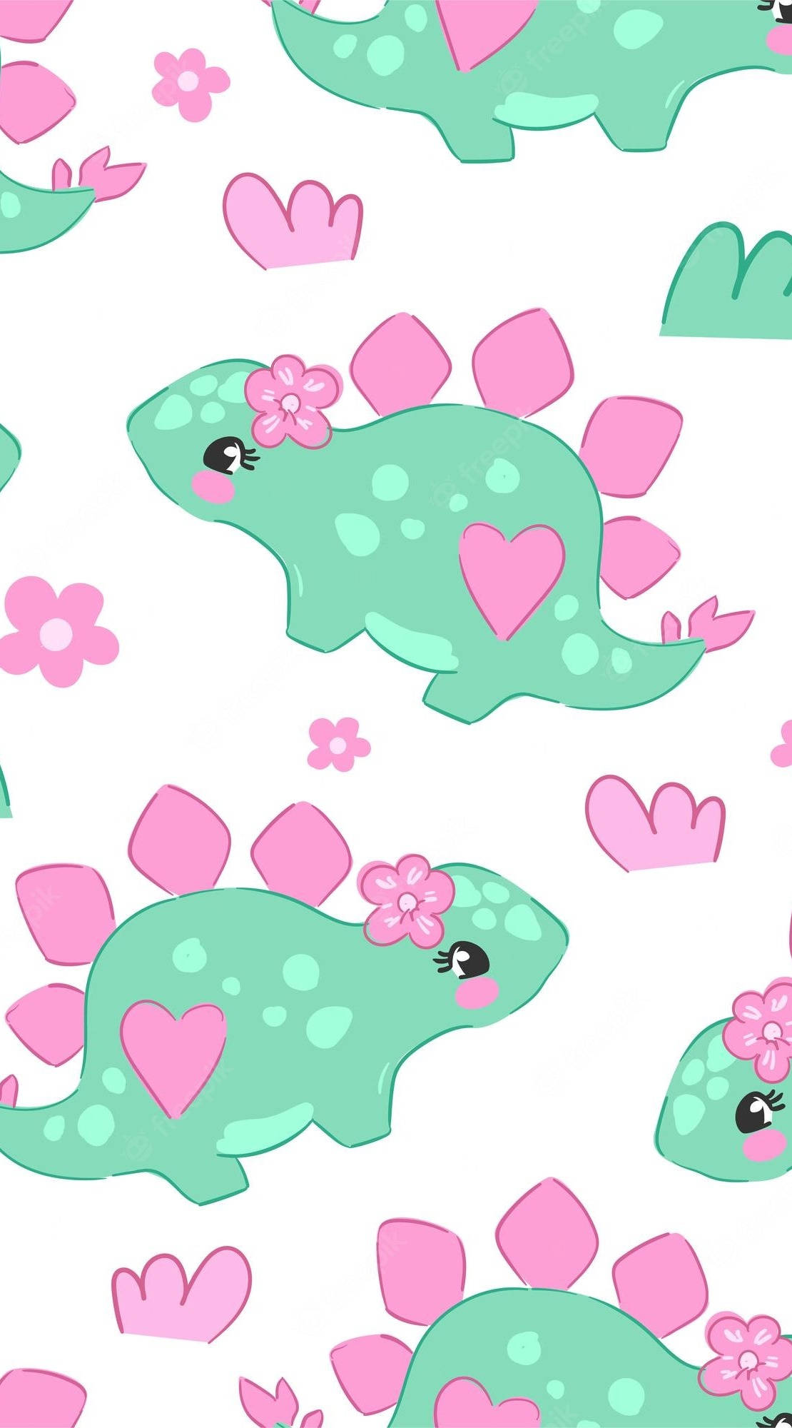 Cute Dinosaur iPhone, girly stegosaurus, mint green, Full HD Phone Wallpaper