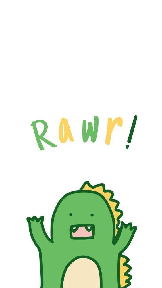 cartoon dinosaur, green, yellow spikes, SD Phone Wallpaper